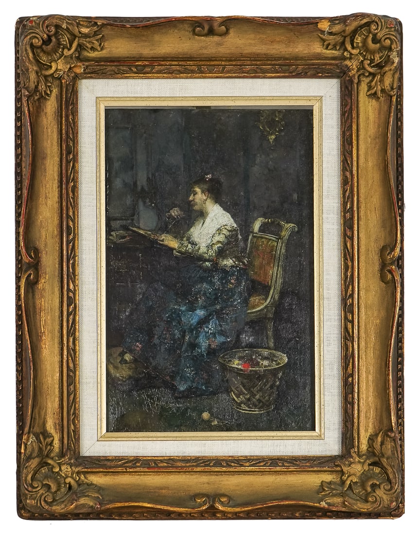 Frederico Jimenez y Fernandez (SP 1841-1931) Interior with a lady (1 of 4)