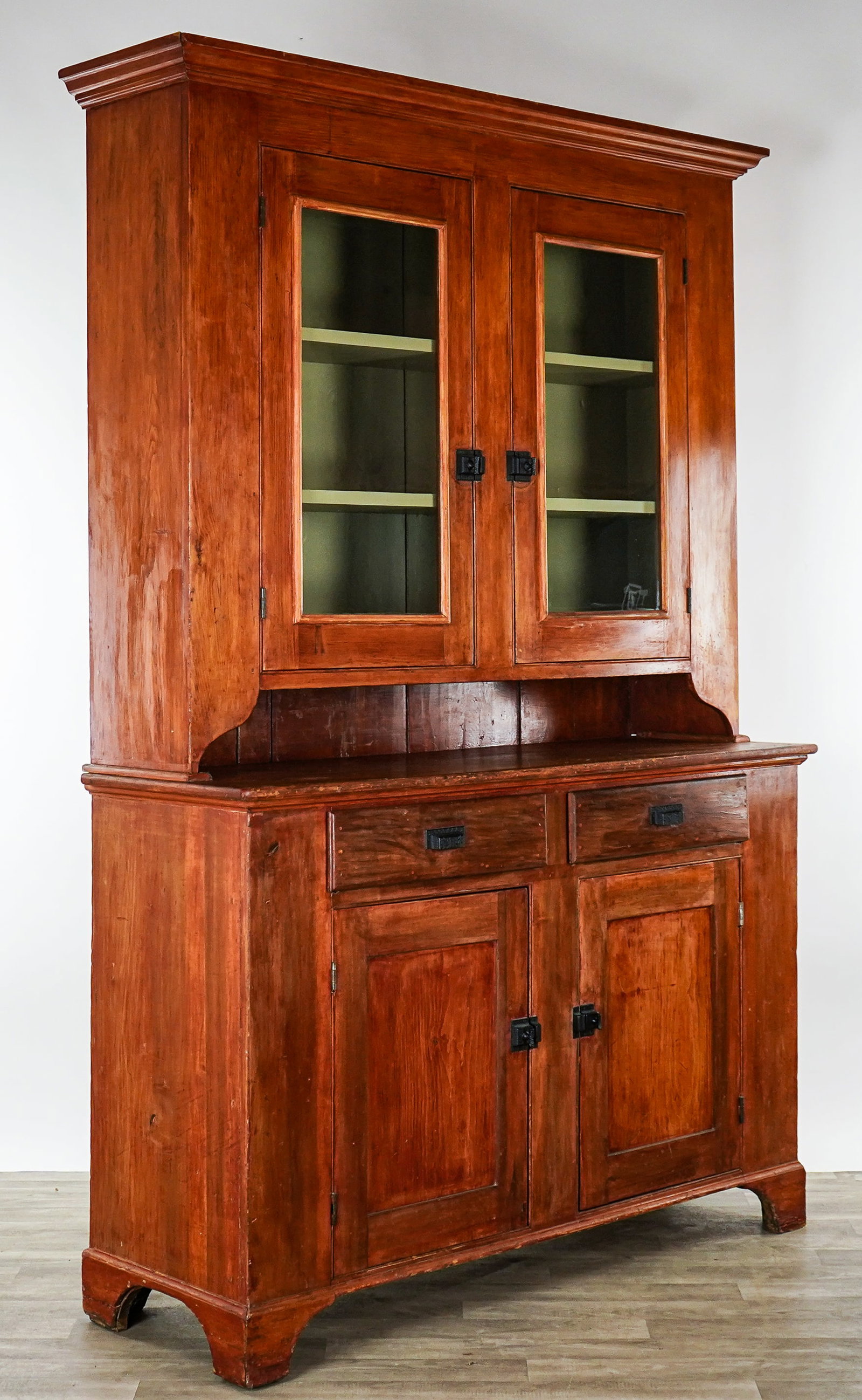 19th c Pine Two Part Stepback Cupboard - 2