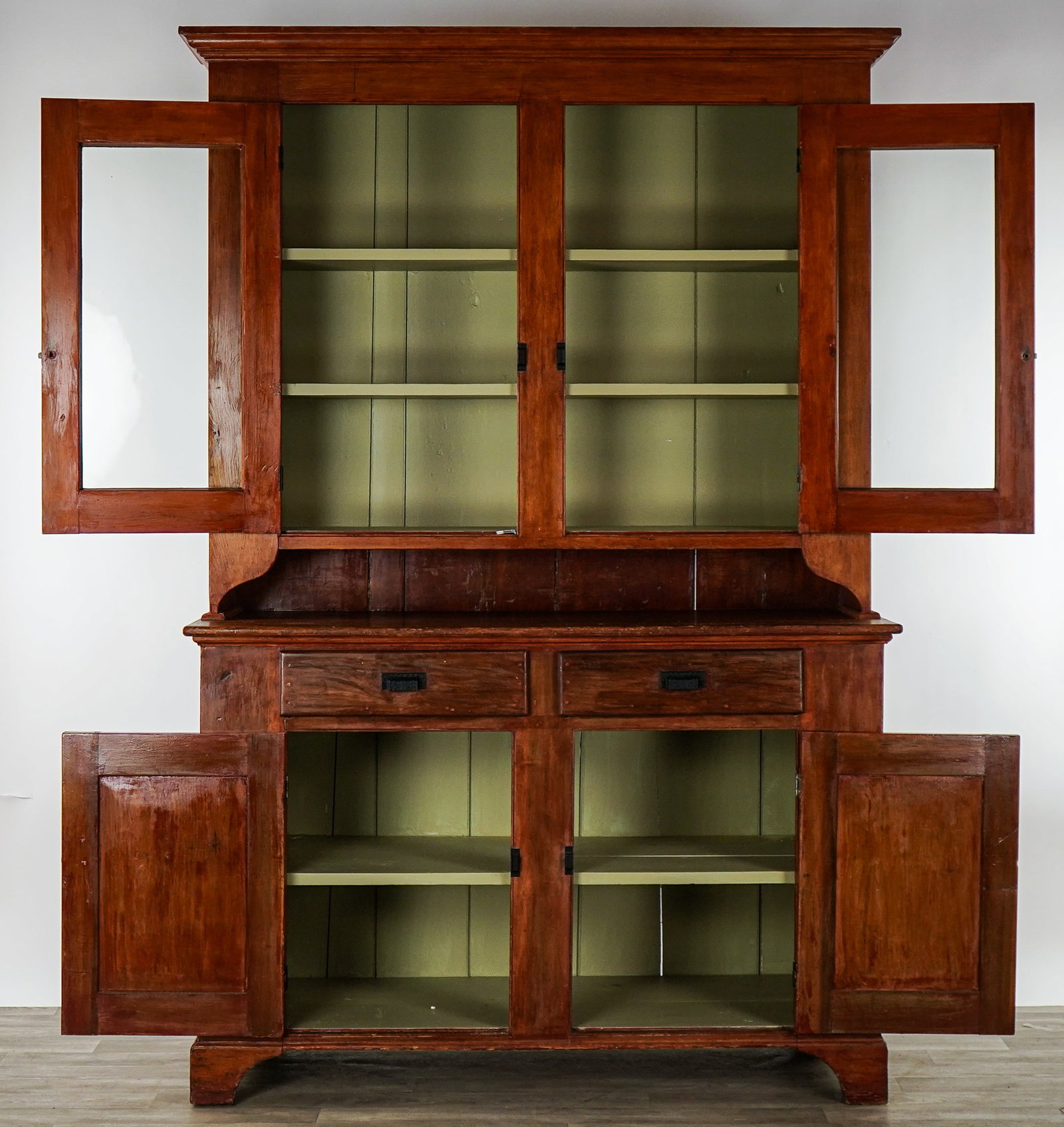 19th c Pine Two Part Stepback Cupboard - 3