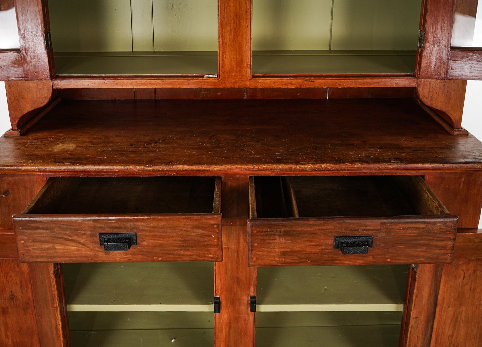 19th c Pine Two Part Stepback Cupboard - 4