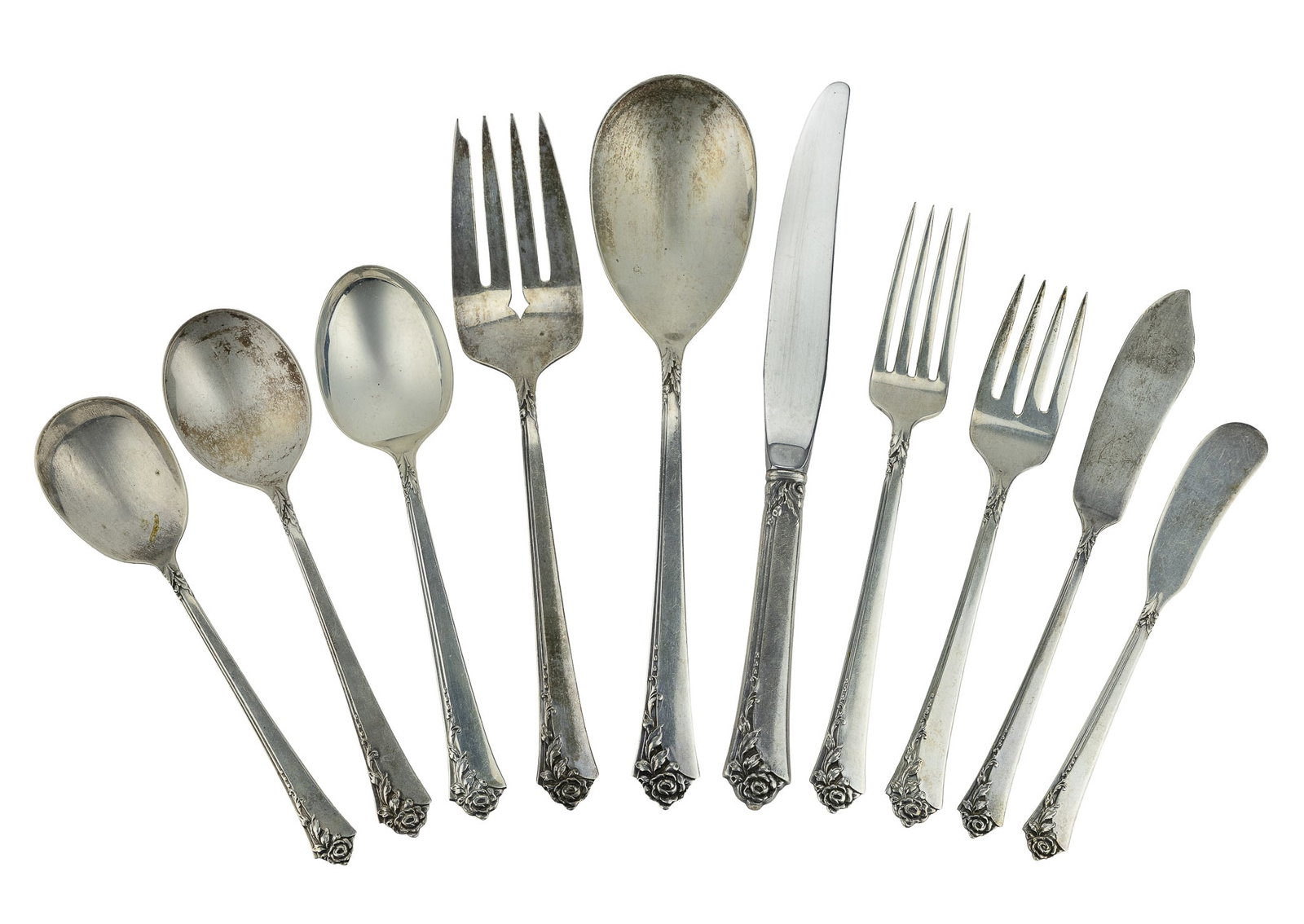 56 pcs. Heirloom Sterling Rambler Rose Flatware (1 of 10)