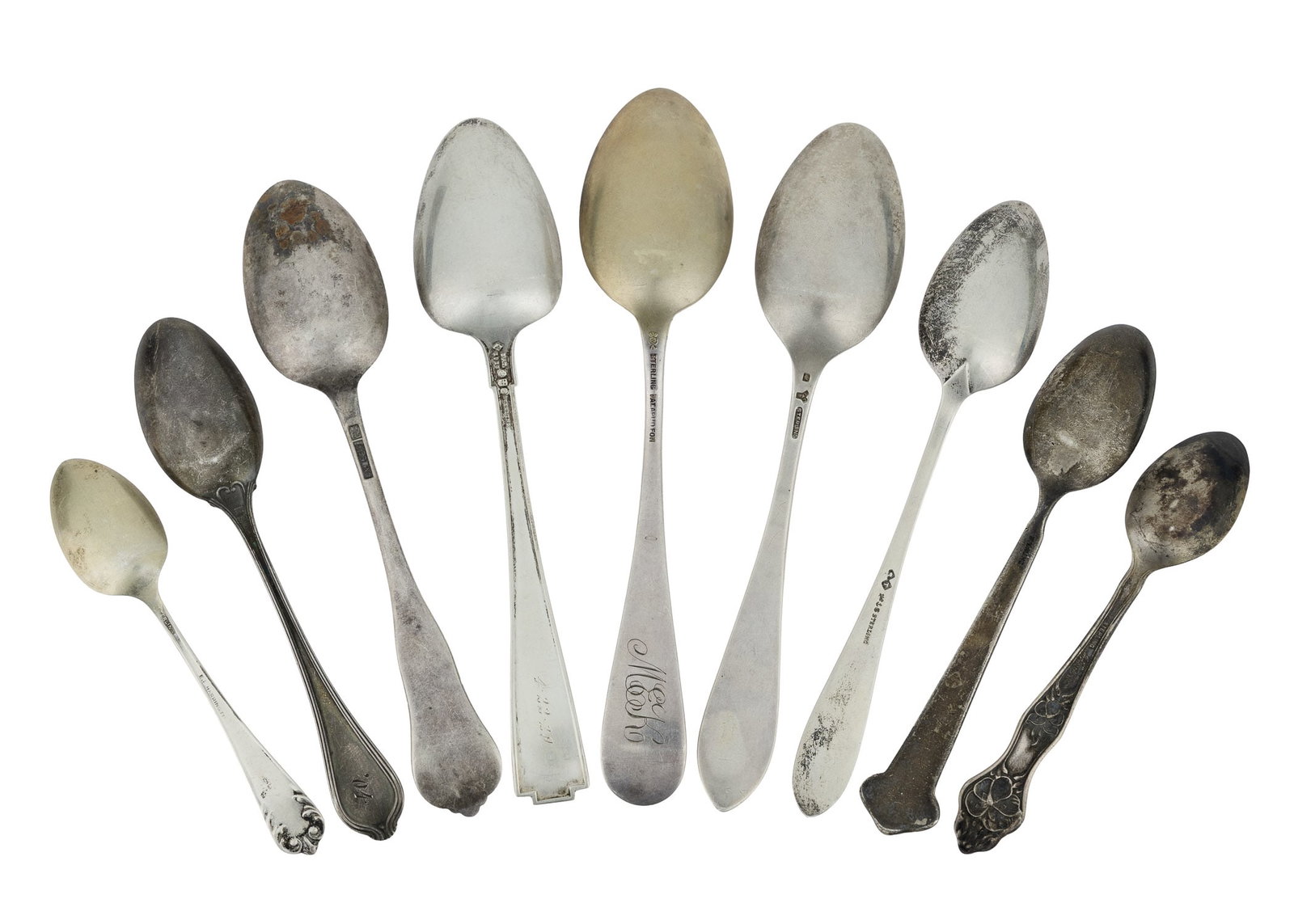 9 Assorted Sterling Silver Spoons - 2