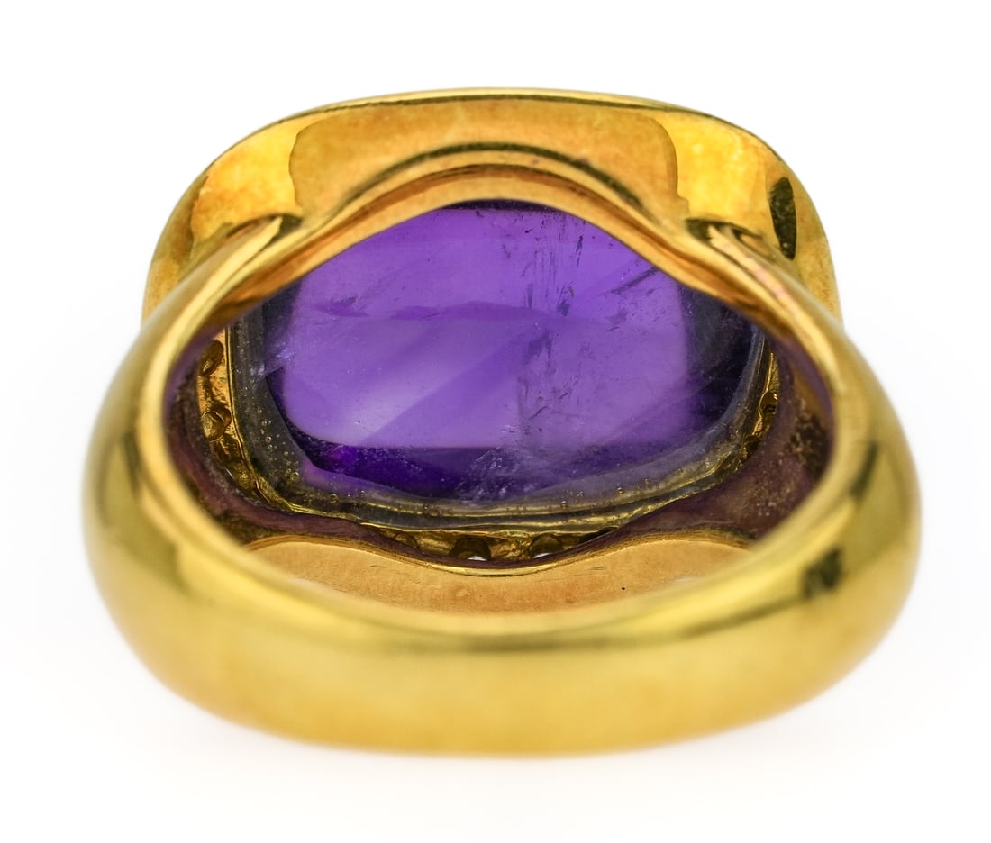 18k Amethyst & Diamond Ring - 6