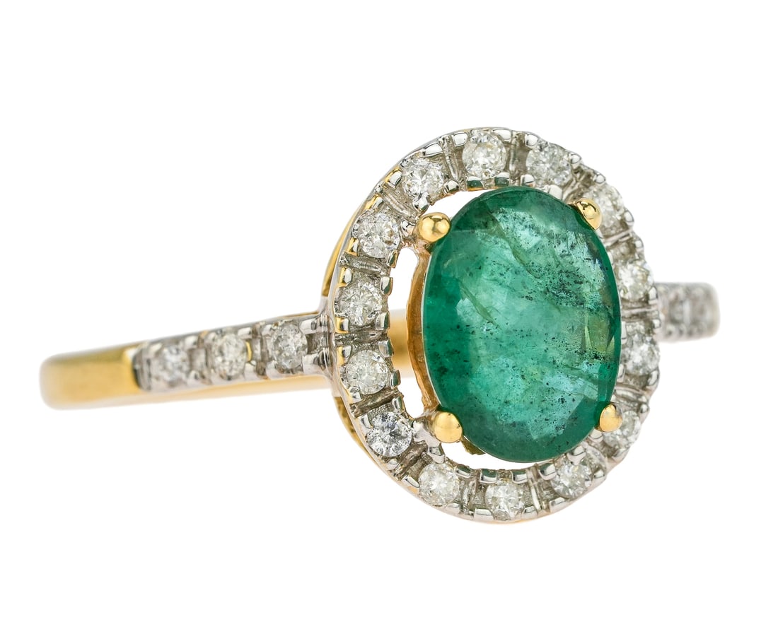 14k 1 CT Emerald & Diamond Ring (1 of 5)