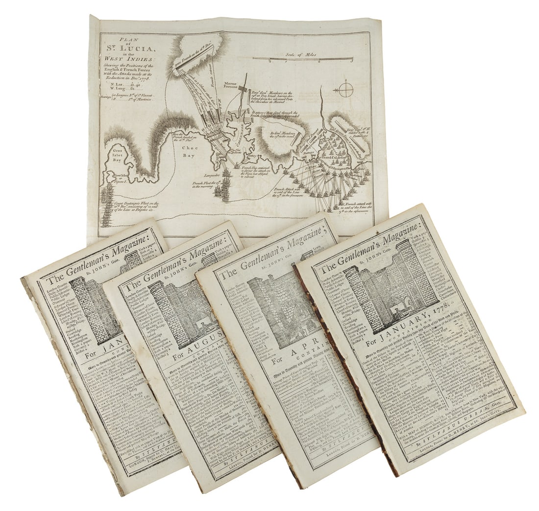 1773-1779 The Gentleman's Magazine: 1776-1779 The Gentleman's Magazine American Revolutionary War era newspapers (4 pcs), including Jan 1769 Indian Chief's letter (p15), French Fur Trader Fraud (p16-17), August 1773 Colonial Grievances