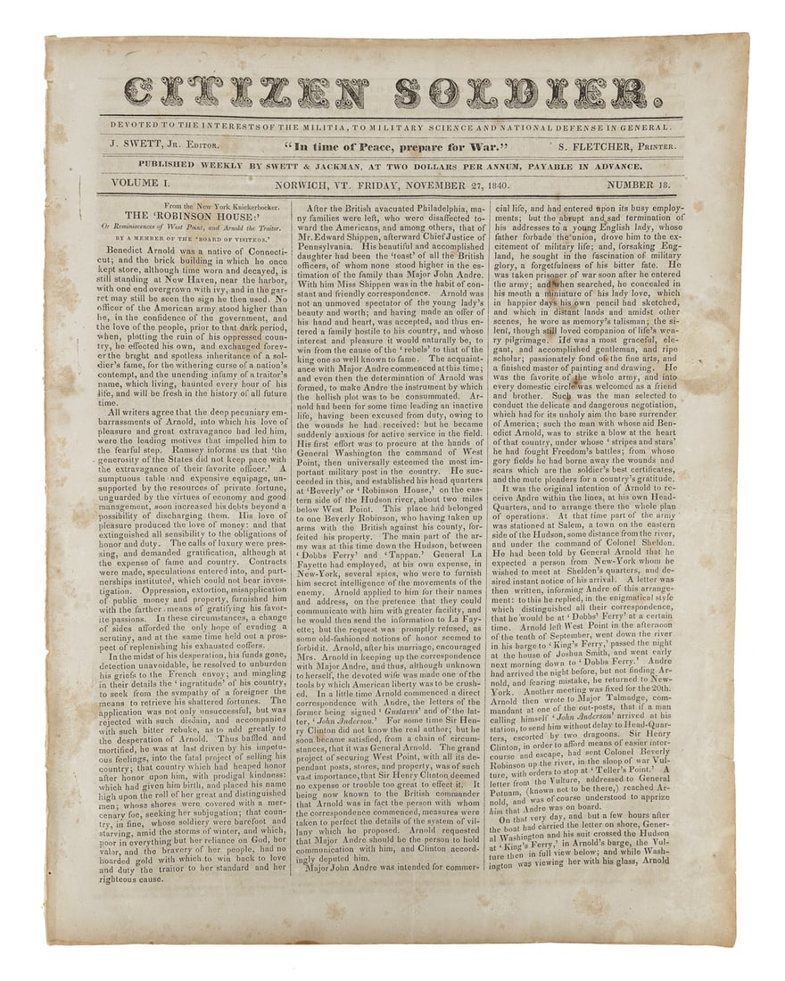 (Benedict Arnold) 1840 Citizen Soldier (1 of 3)