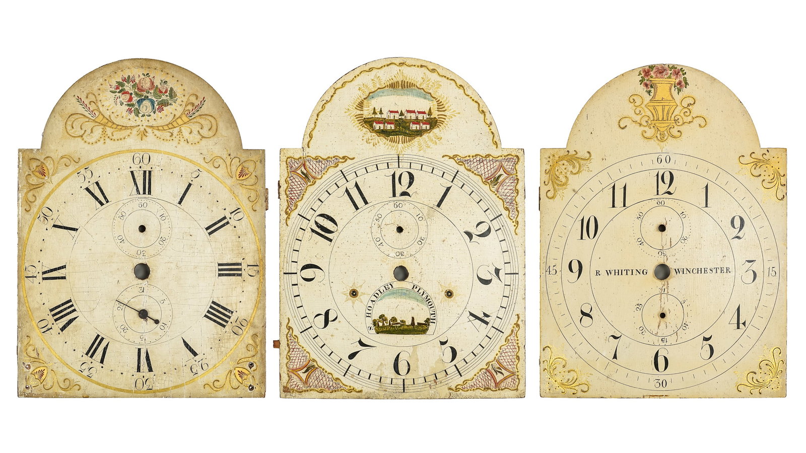 Three Early 19th c Painted Clock Faces (1 of 8)