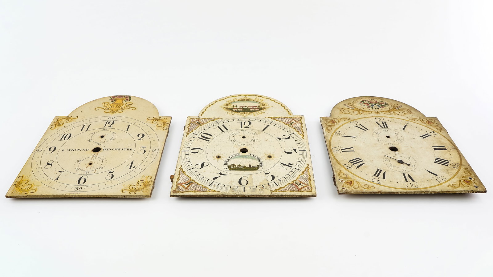 Three Early 19th c Painted Clock Faces - 2