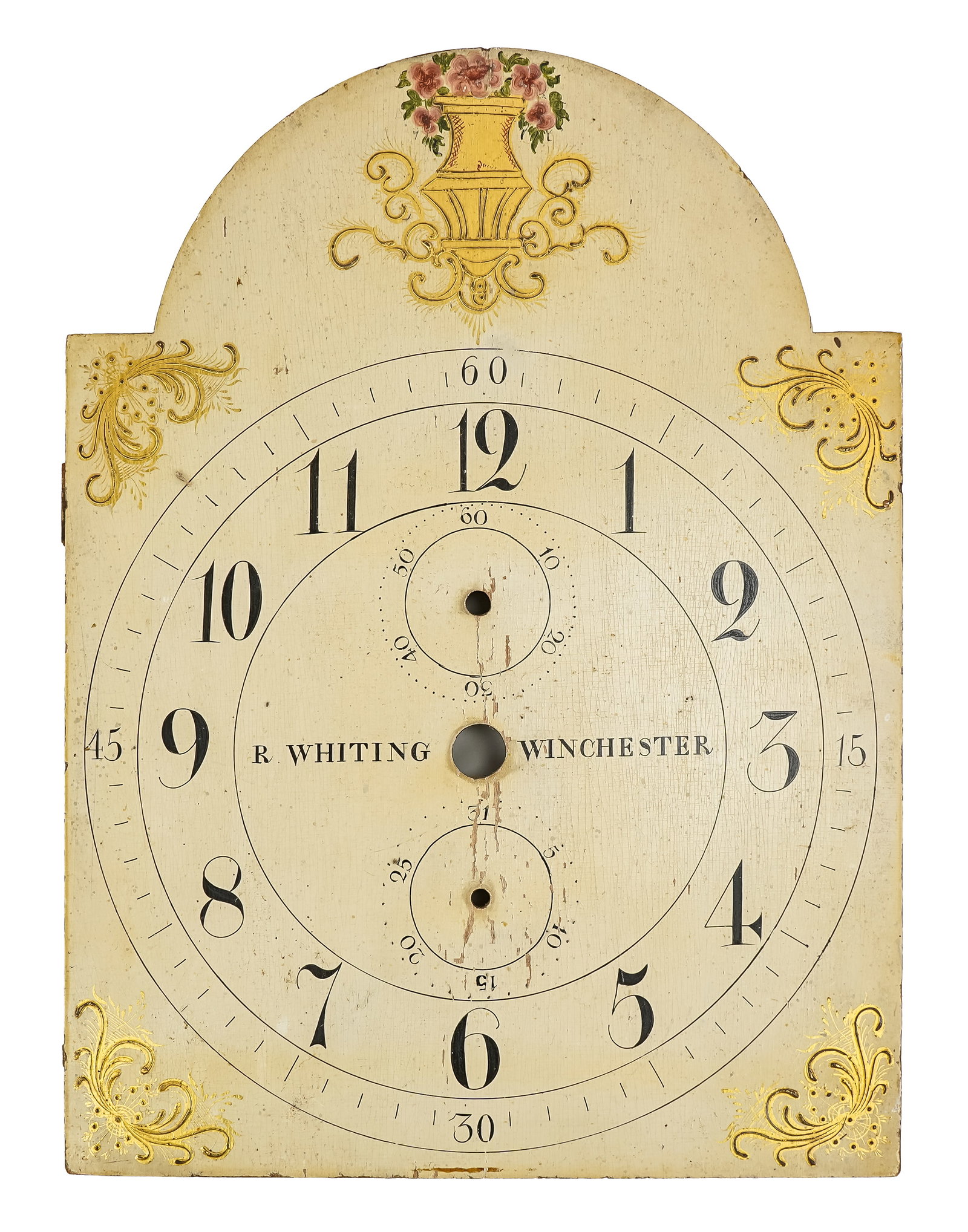 Three Early 19th c Painted Clock Faces - 7