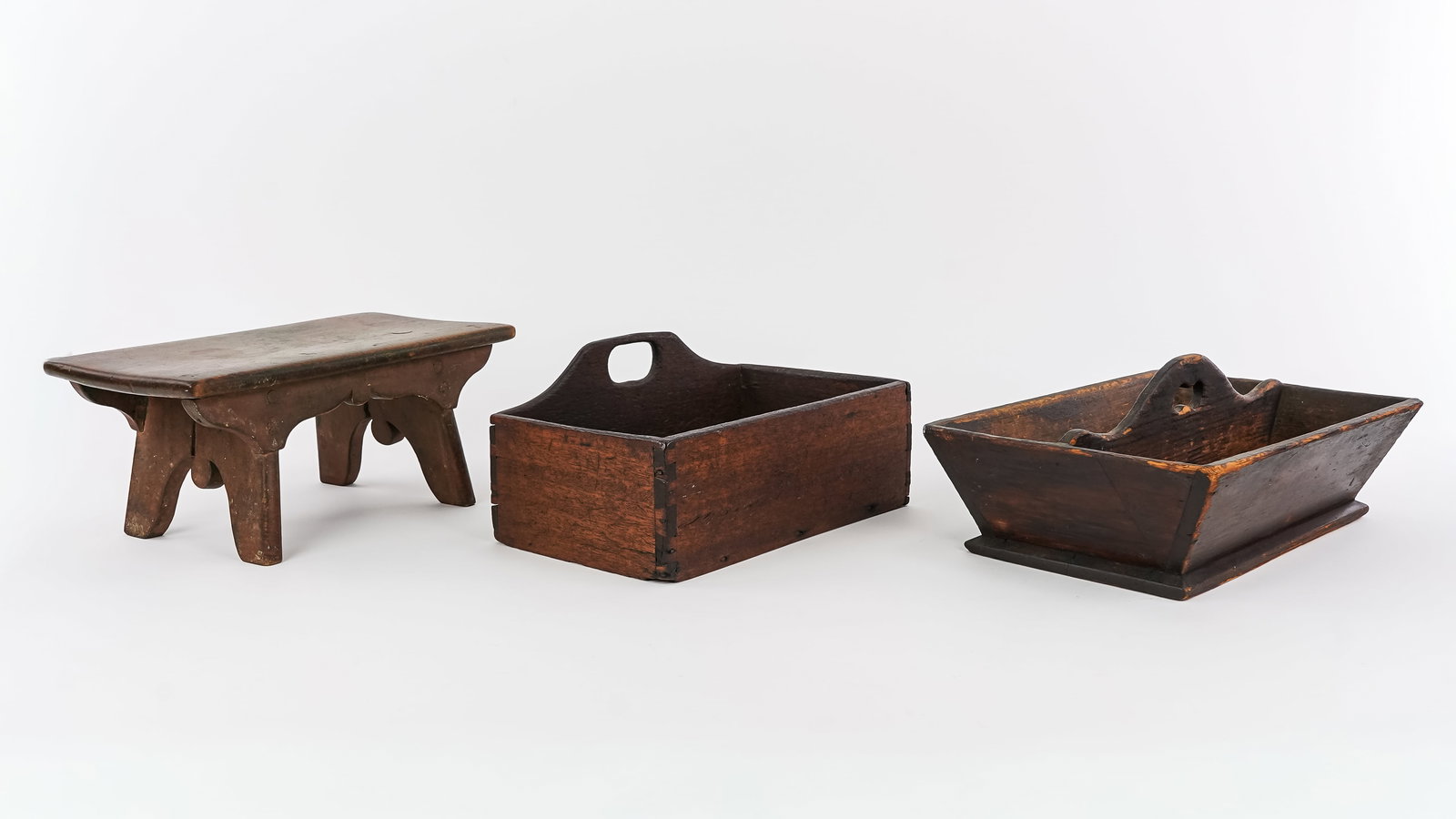 19th c Wall Box, Cricket, Knife Box - 3