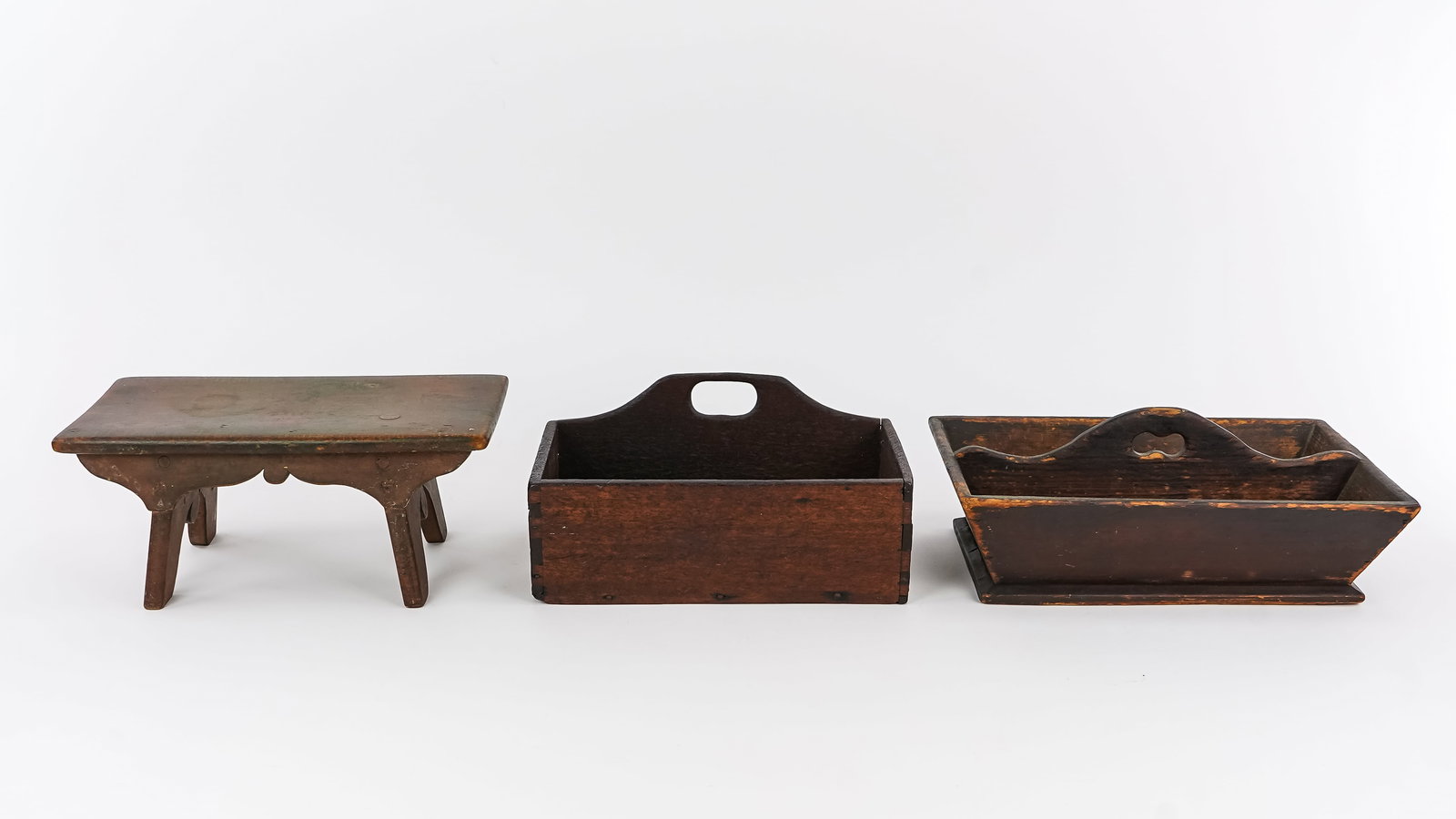 19th c Wall Box, Cricket, Knife Box - 4