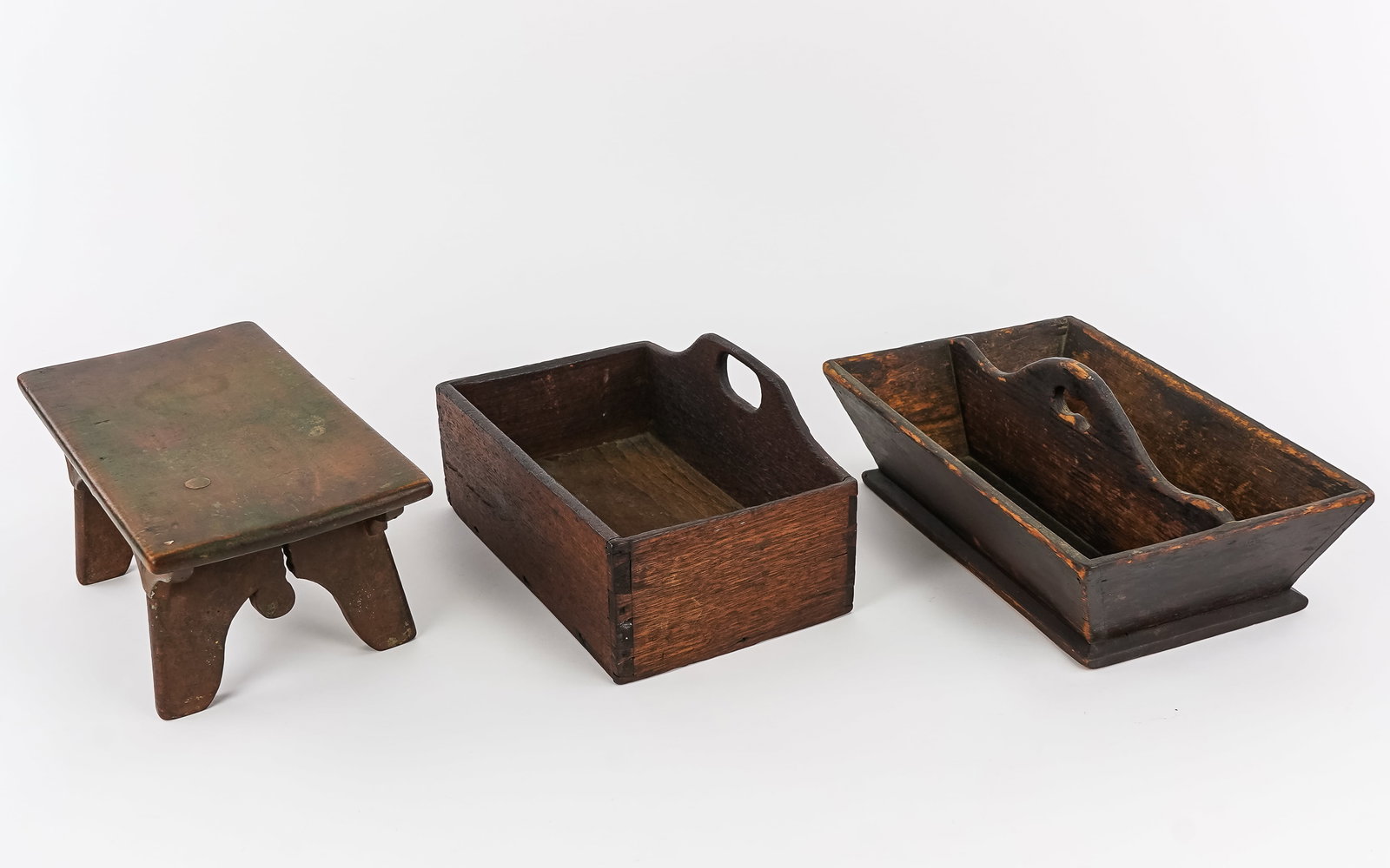 19th c Wall Box, Cricket, Knife Box - 5