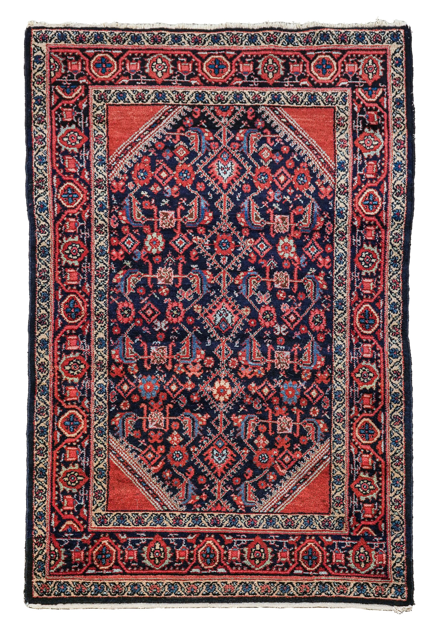 Late 20thc Persian Hamadan Area Rug: Late 20th c Persian Hamadan area rug, overall excellent condition, 3' 5" x 5' 3"