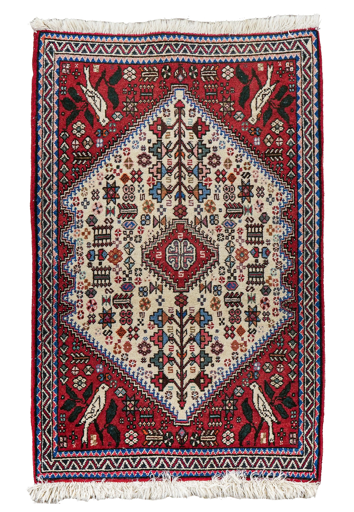 Late 20th c Persian Abadeh Scatter Rug: Late 20th c Persian Abadeh scatter size rug, overall very good condition, 2' 2" x 3' 2"