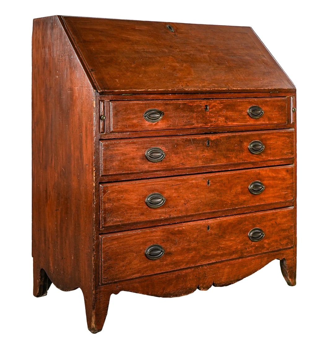 N.E Hepplewhite Paint Decorated Slant Front desk (1 of 8)