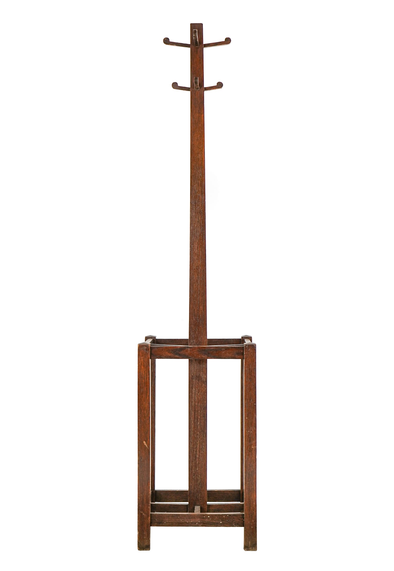 Oak Arts and Crafts Umbrella Stand/ Coat Rack: Oak Arts and Crafts umbrella stand and coat rack, 72 x 16 x 16"