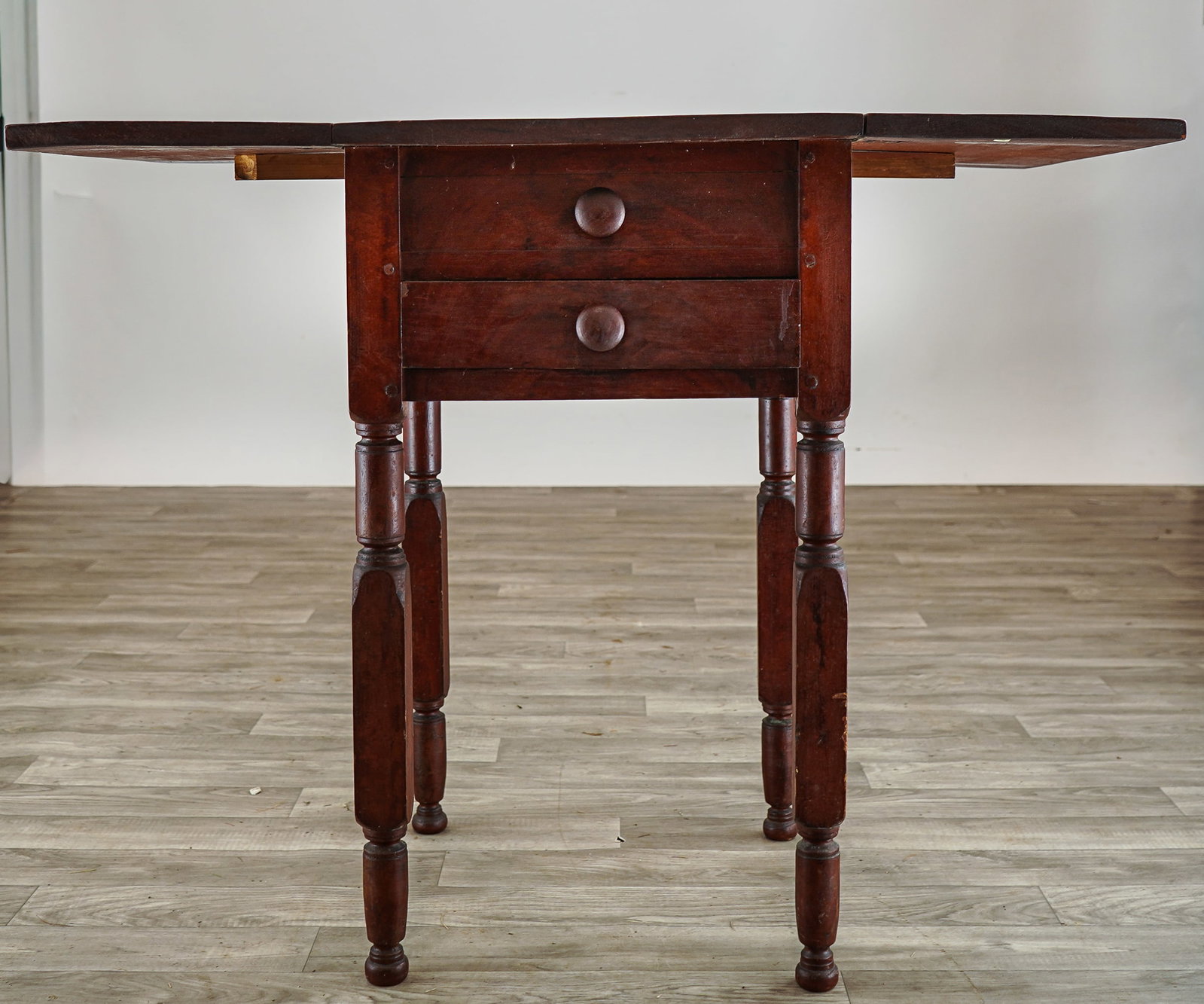Country Drop Leaf Work Table in Grained Paint - 4