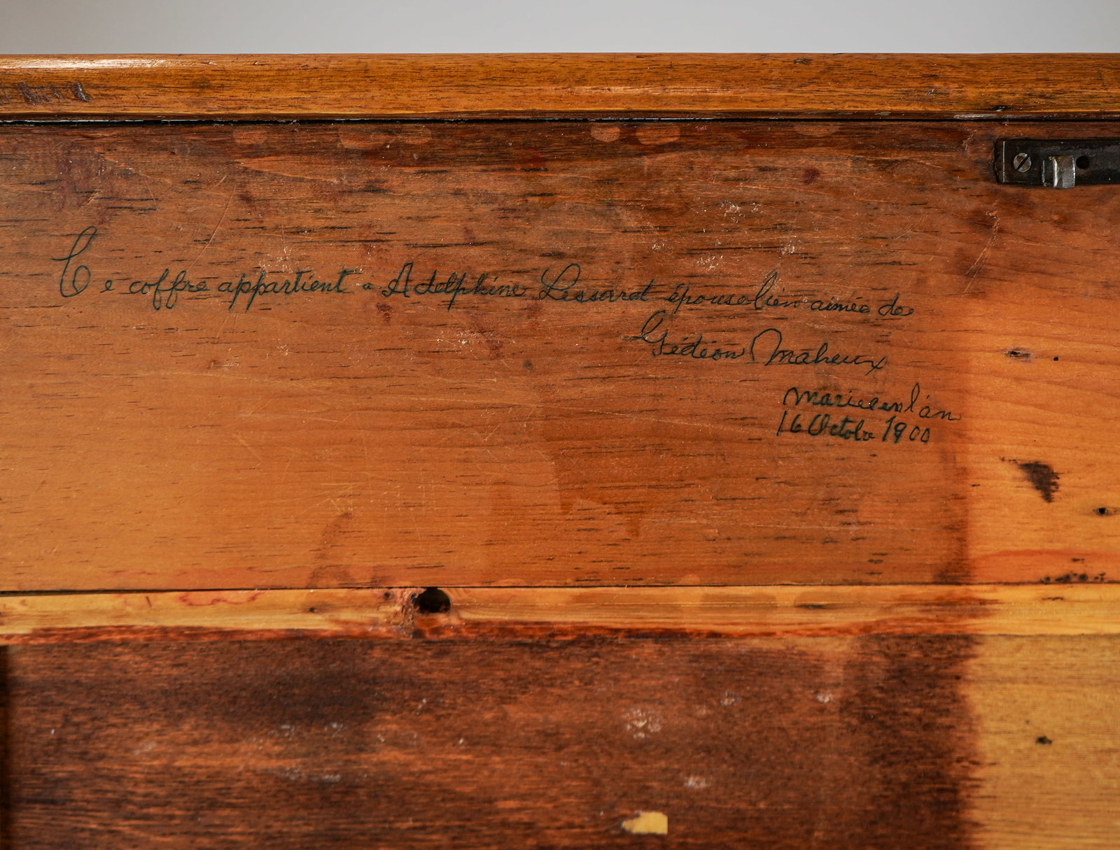 18th c Quebec Ash & Pine Blanket Box - 6