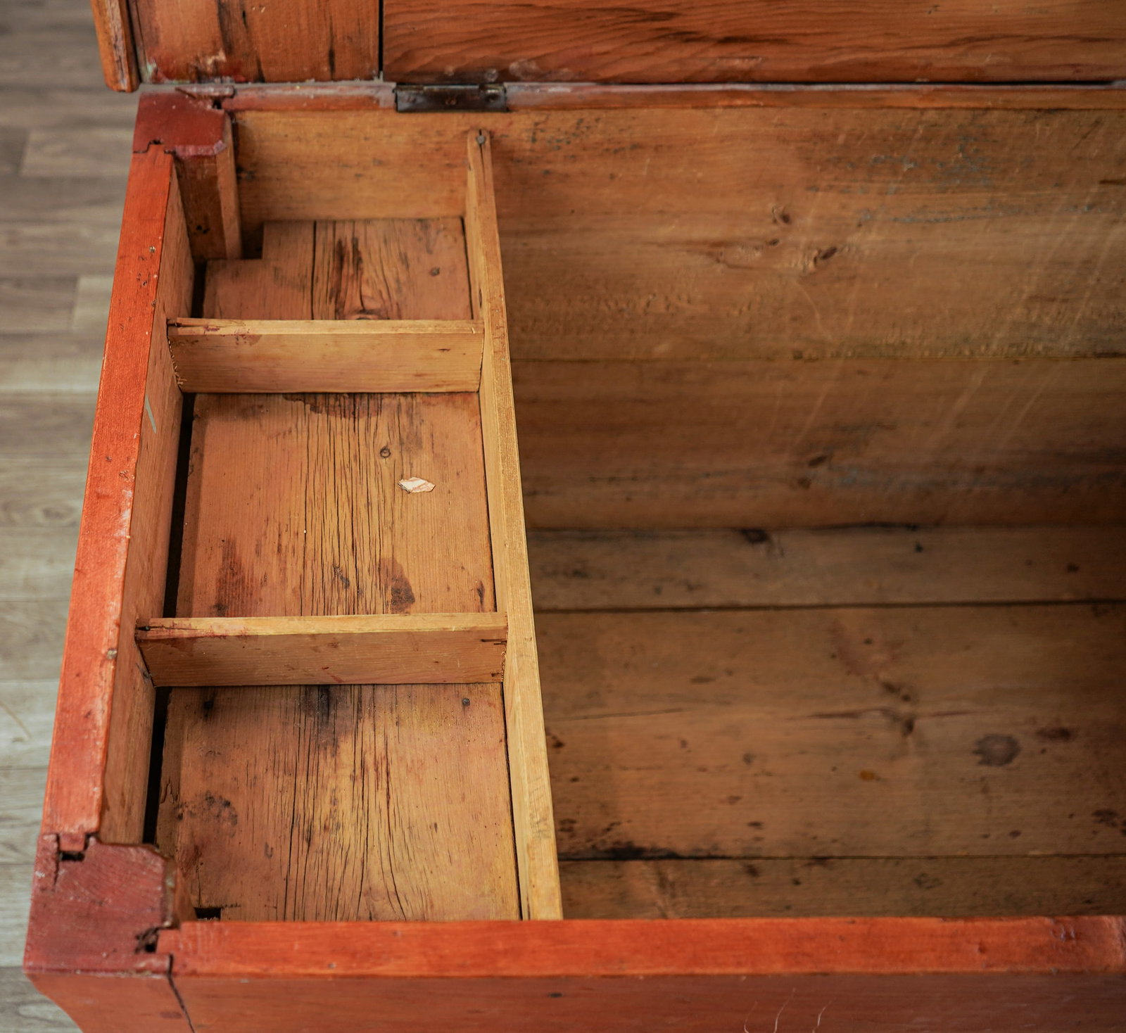 18th c Quebec Ash & Pine Blanket Box - 7