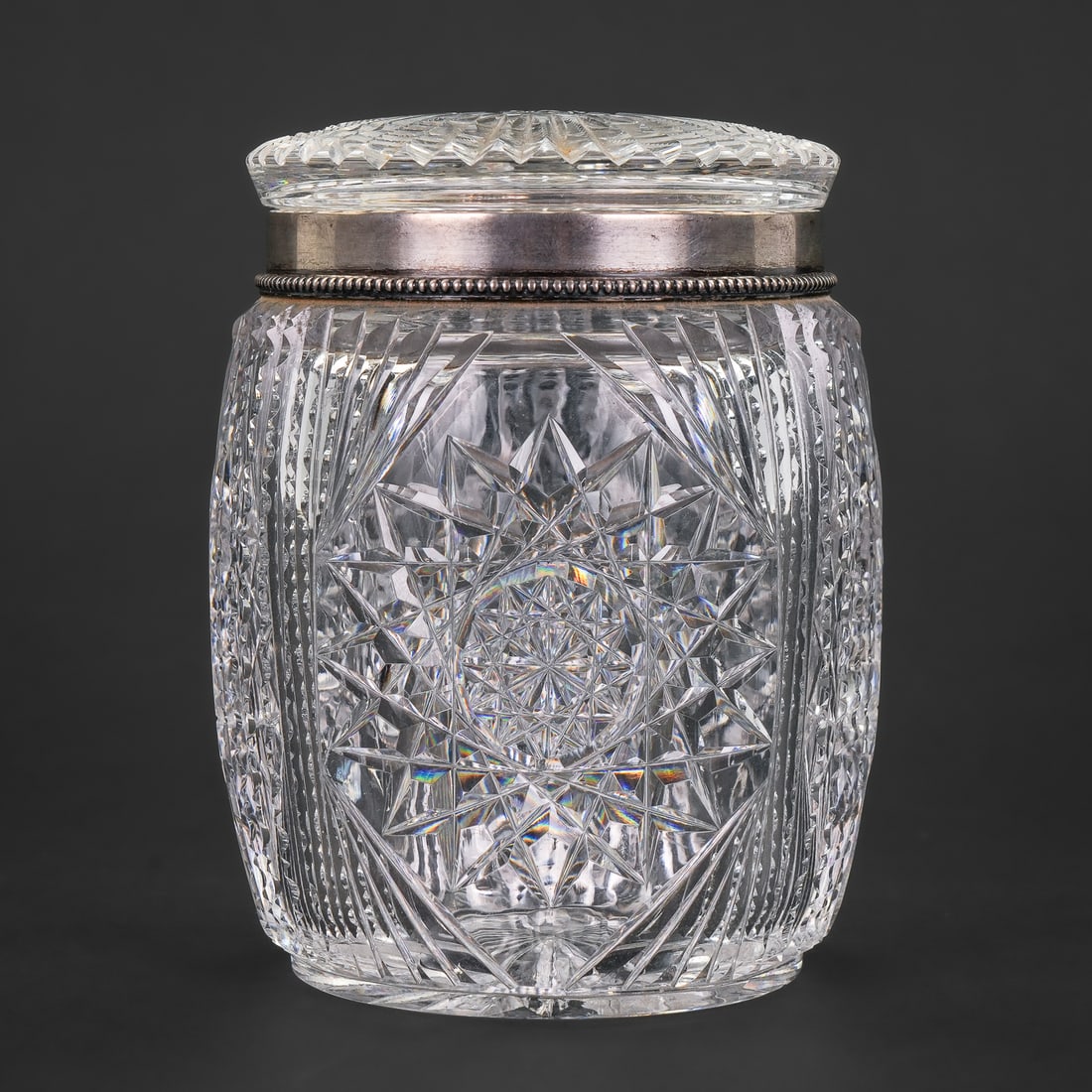 Brilliant Cut Glass and Sterling Cigar Jar (1 of 7)