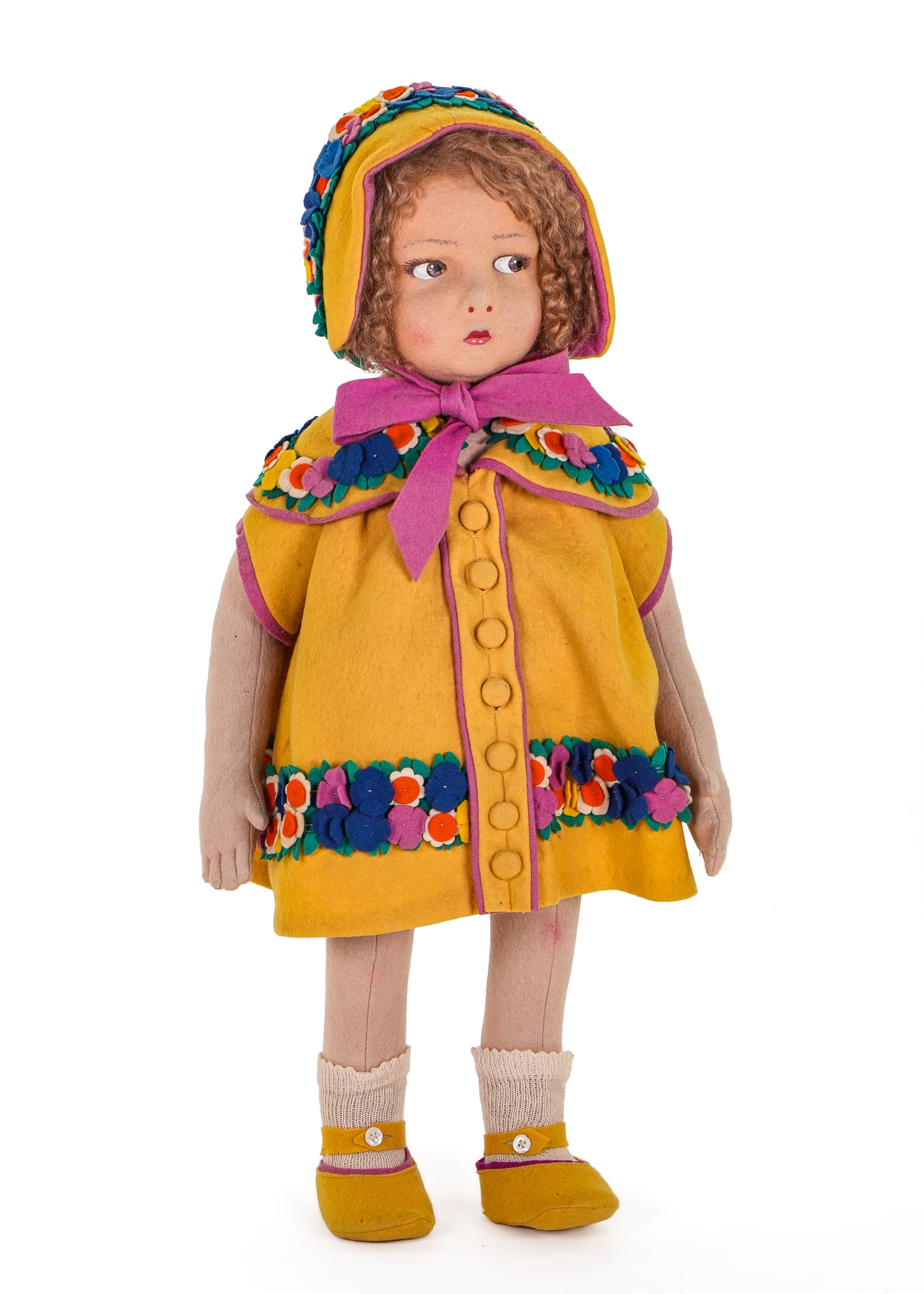 1930's Italian Lenci 21" Cloth Doll: 1930's Italian Lenci 21" cloth doll, overall very good condition, few small holes in felt clothing, ht 21"