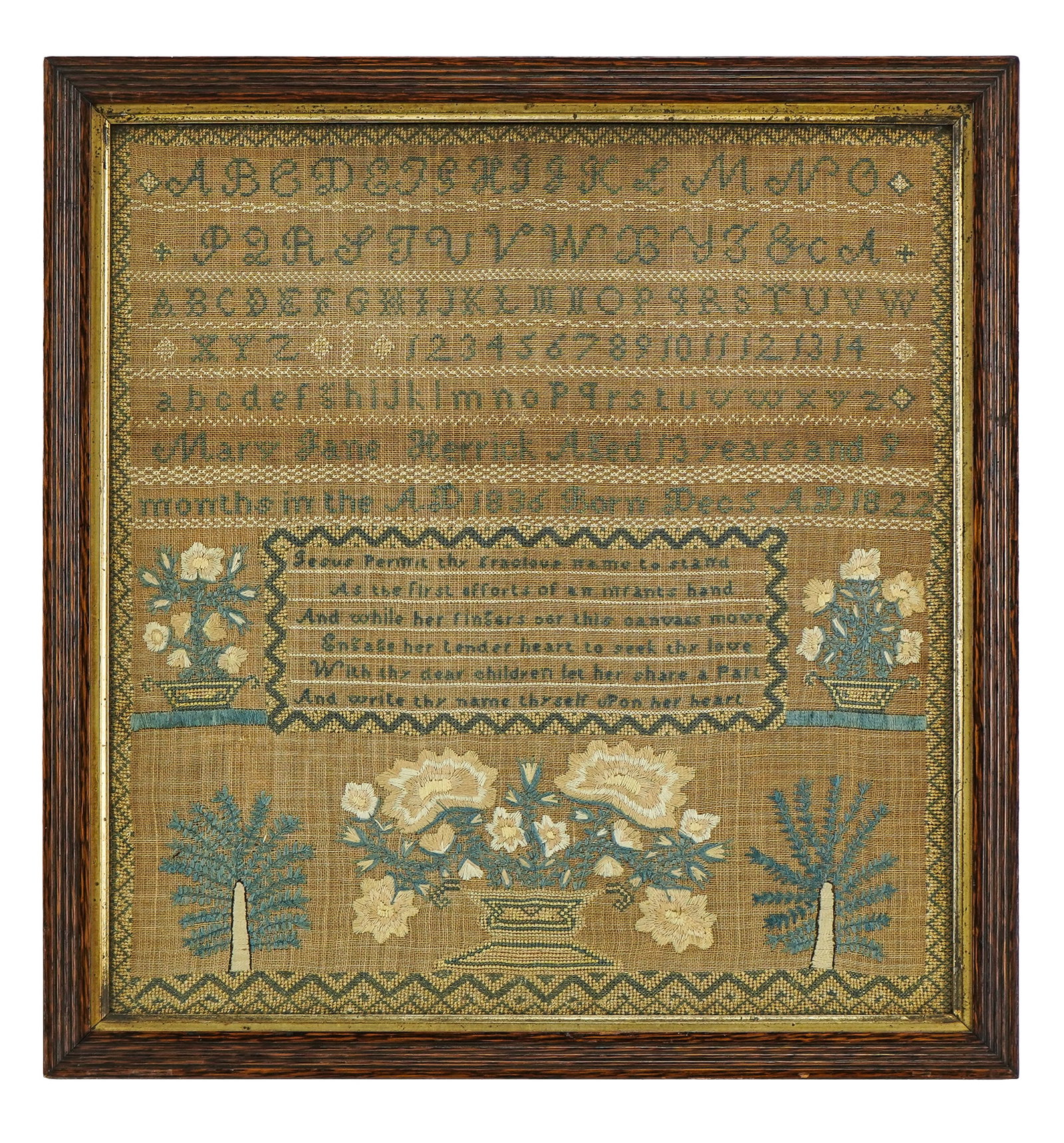 1836 Mary Jane Herrick Schoolgirl Sampler (1 of 4)