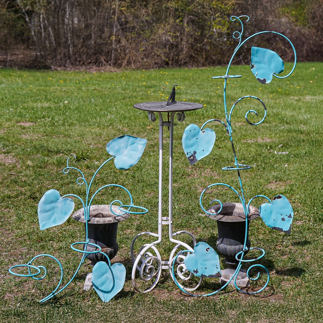 Group of Garden Accessories: Group of garden accessories, including small planters, sundial, brackets, etc