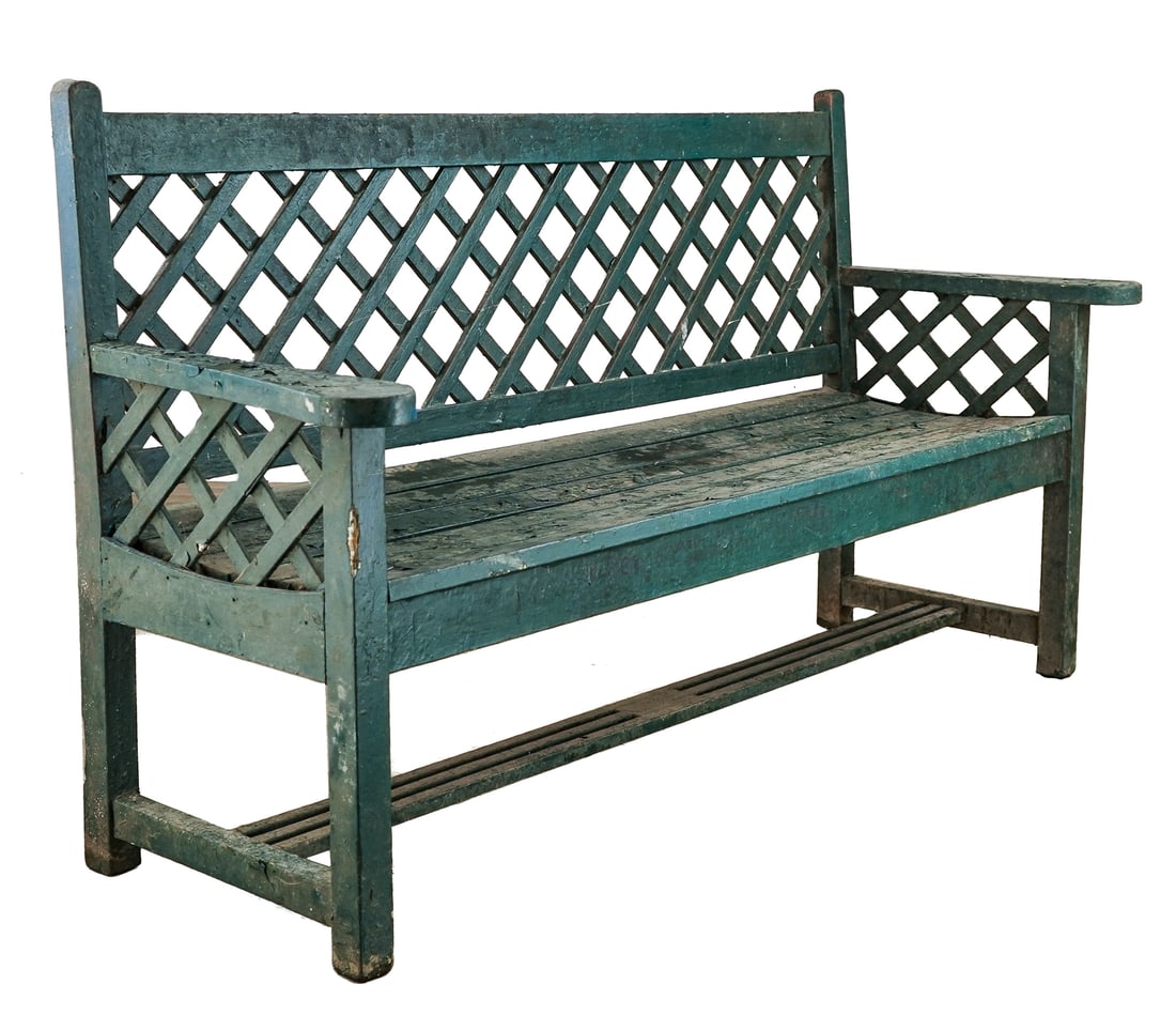 Green Painted Wooden Garden Bench (1 of 5)