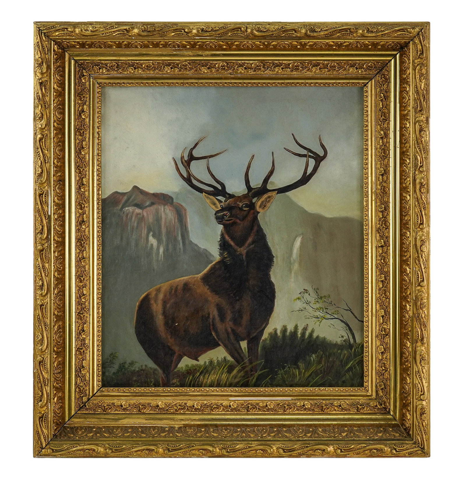 19th c Genre Scene of Bellowing Elk (1 of 4)
