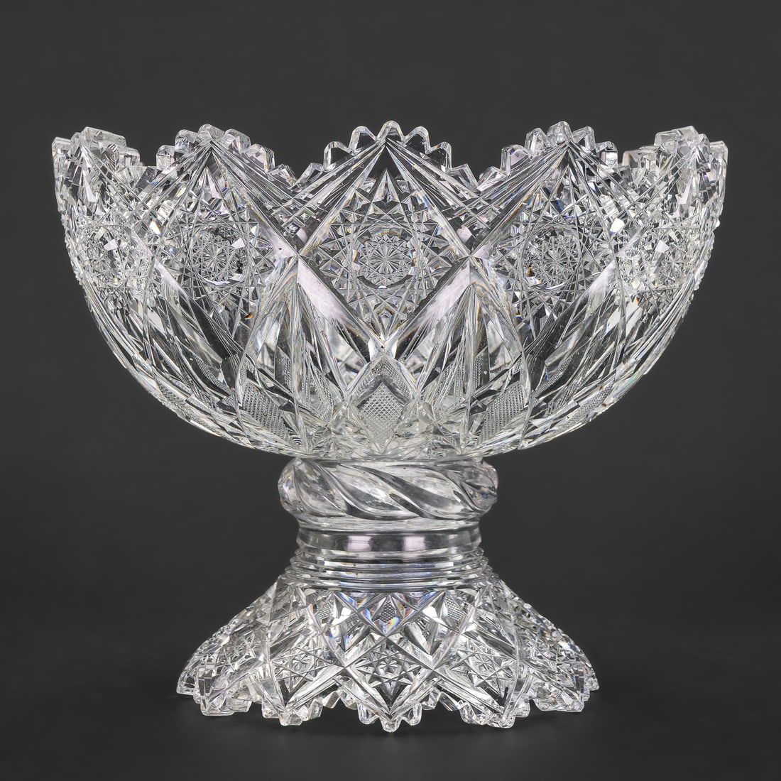 Small Brilliant Cut Glass 2 Part Punch Bowl (1 of 1)