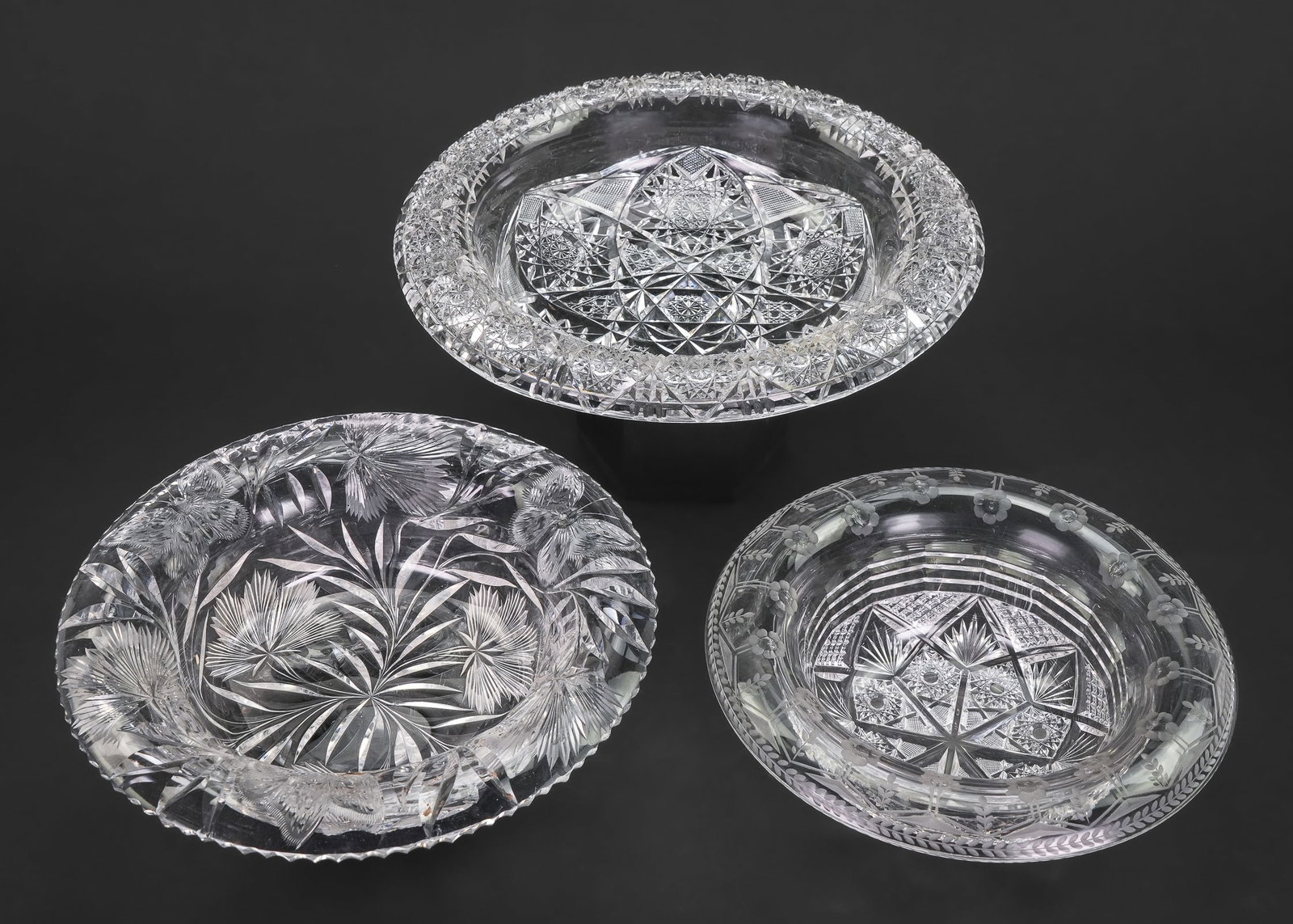 3 Brilliant Cut Rolled Rim Bowls incl. Libbey (1 of 1)