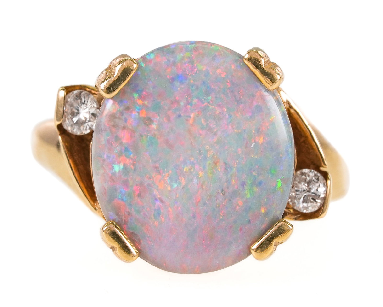 14k Opal & Diamond Ring - 2
