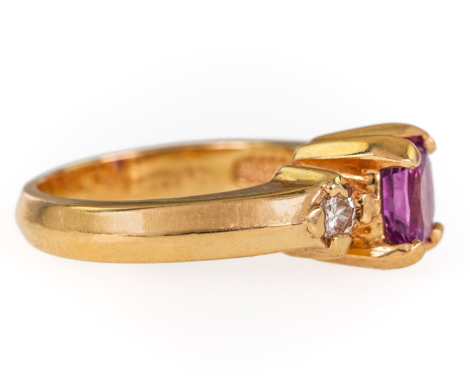Pink Topaz & Diamond Ring - 4