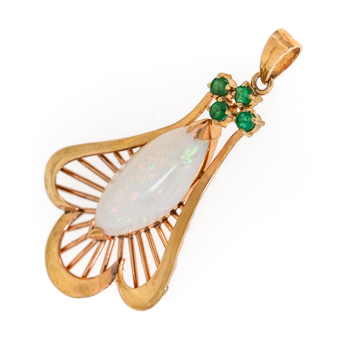 14k Opal & Emerald Pendant - 2