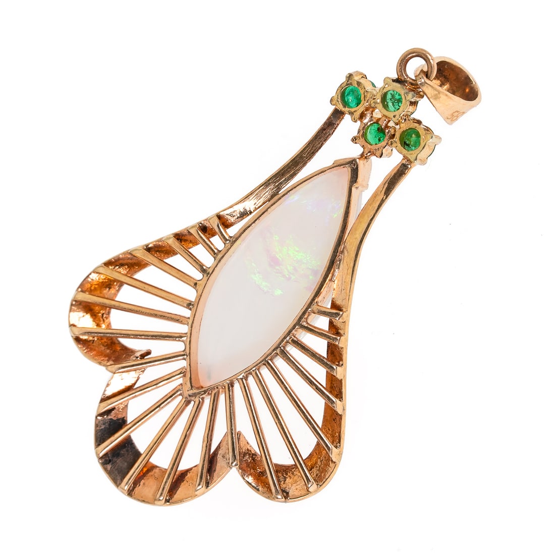 14k Opal & Emerald Pendant - 3