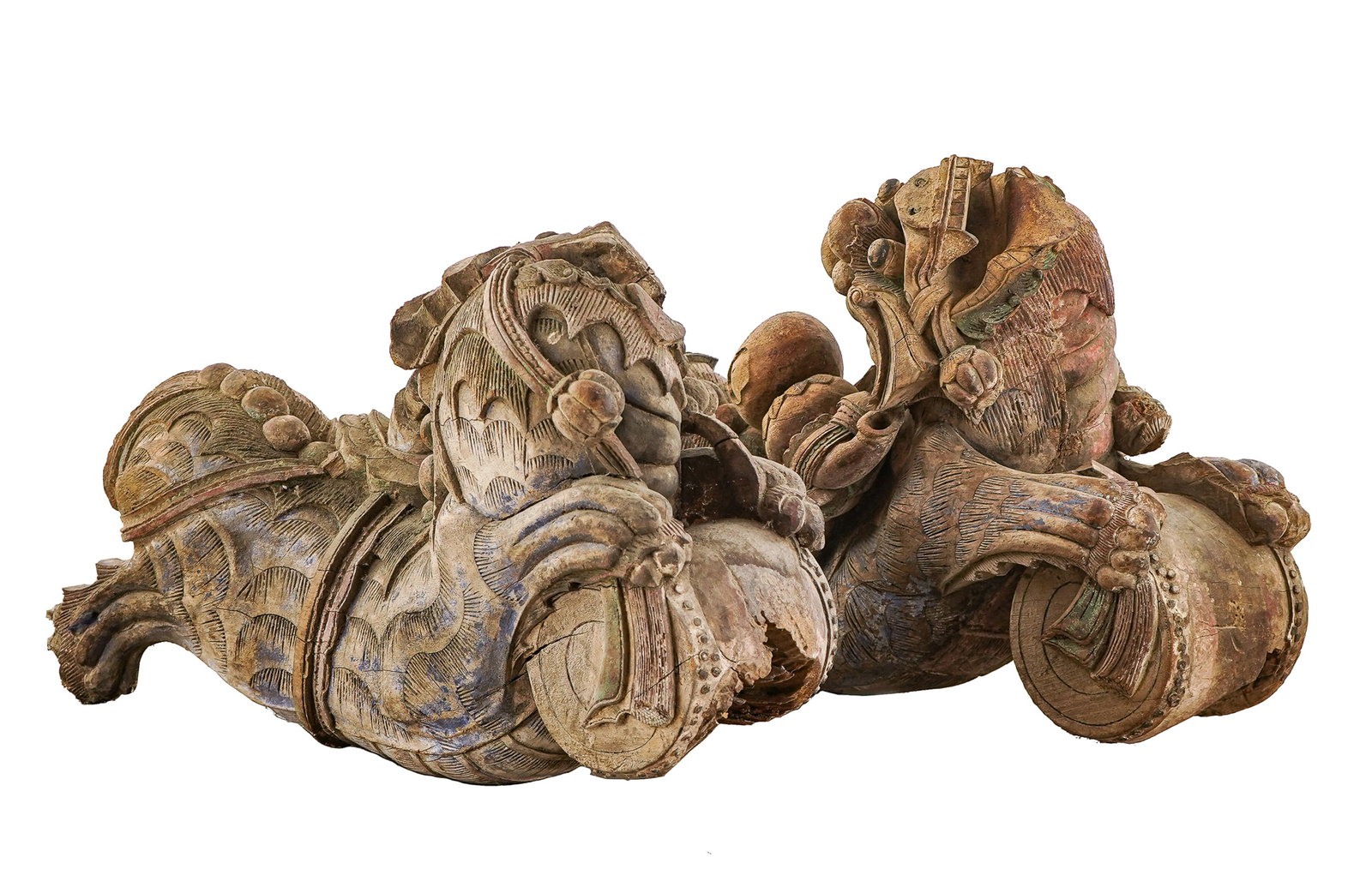 Large Chinese Foo Dog Temple Carvings (1 of 7)