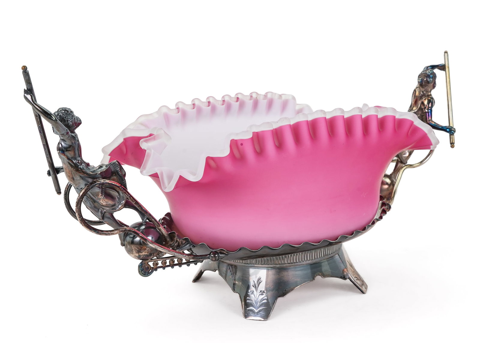 Victorian Satin Cased Glass Brides Basket (1 of 1)