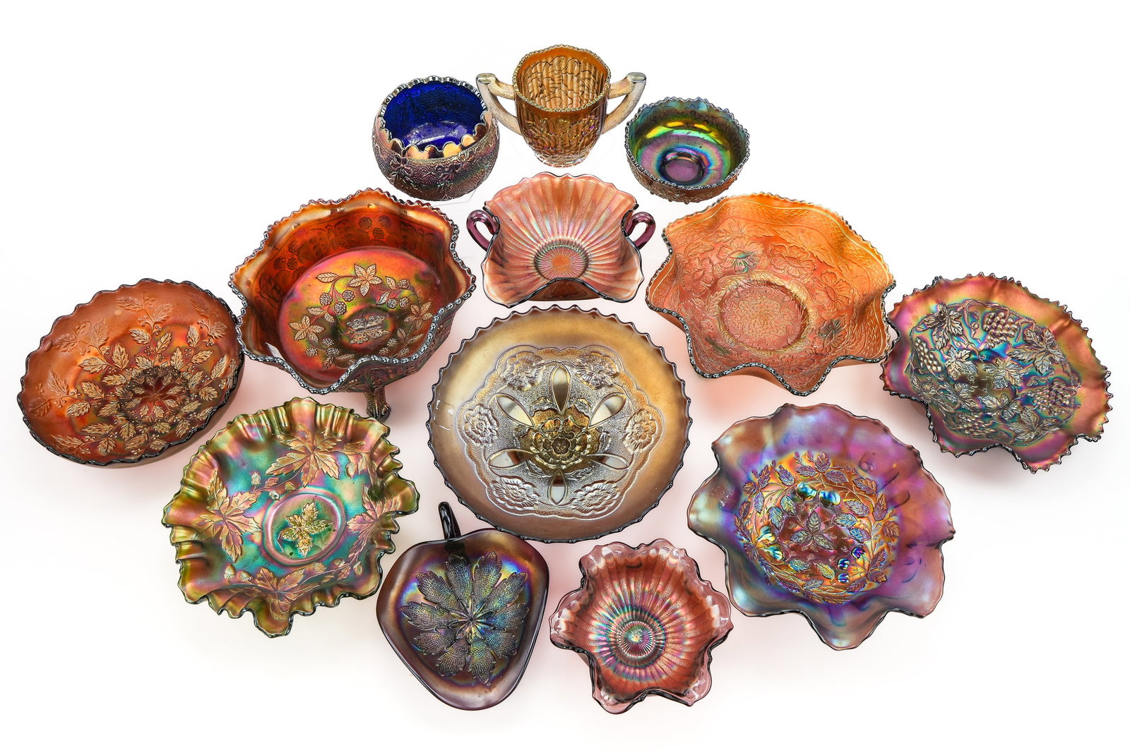 Amethyst and Assorted Carnival Glass Tableware - 2