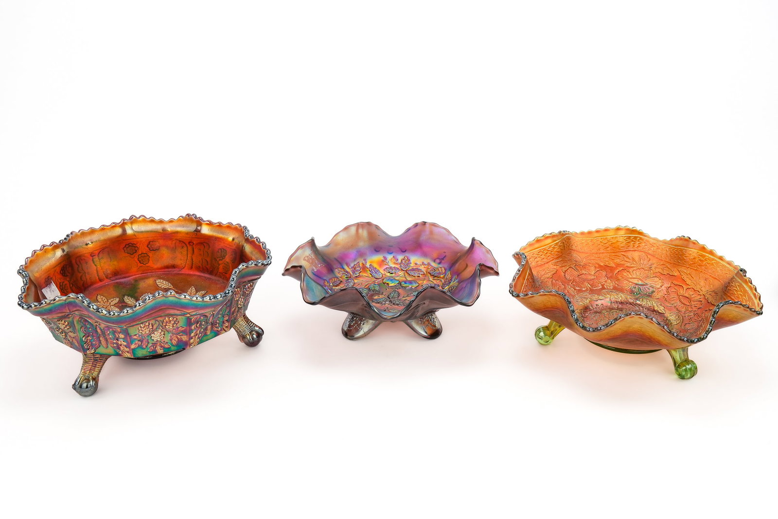 Amethyst and Assorted Carnival Glass Tableware - 3
