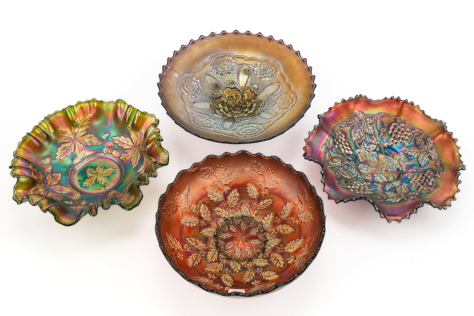 Amethyst and Assorted Carnival Glass Tableware - 4