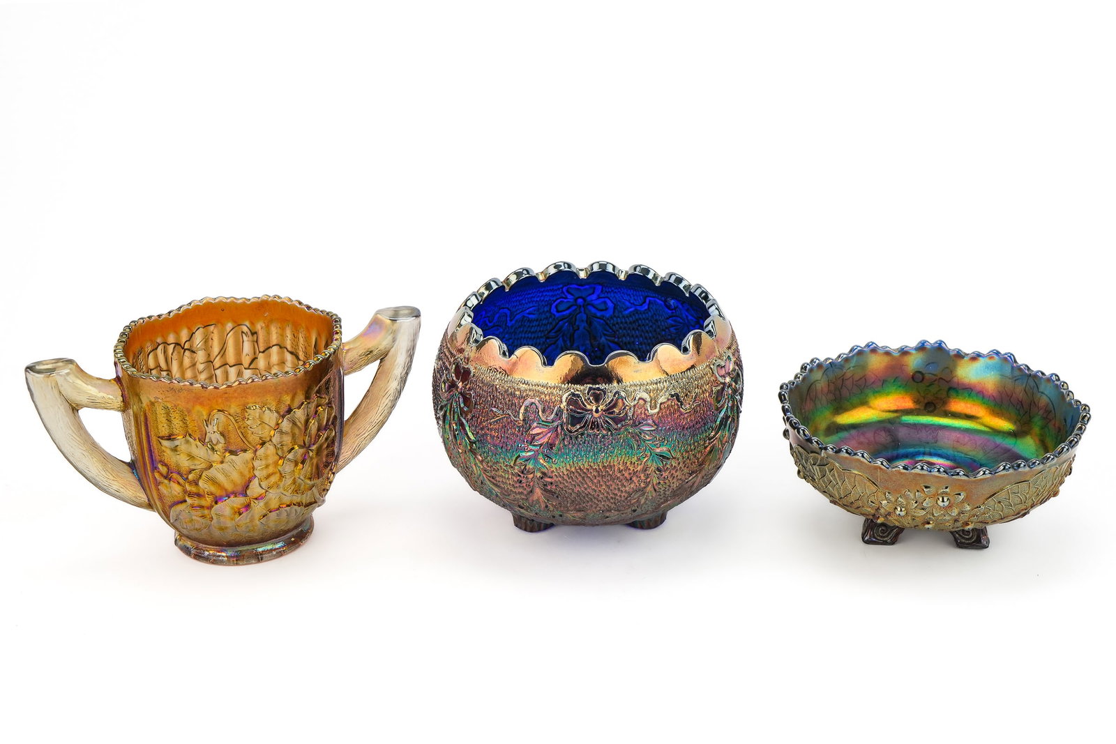 Amethyst and Assorted Carnival Glass Tableware - 5