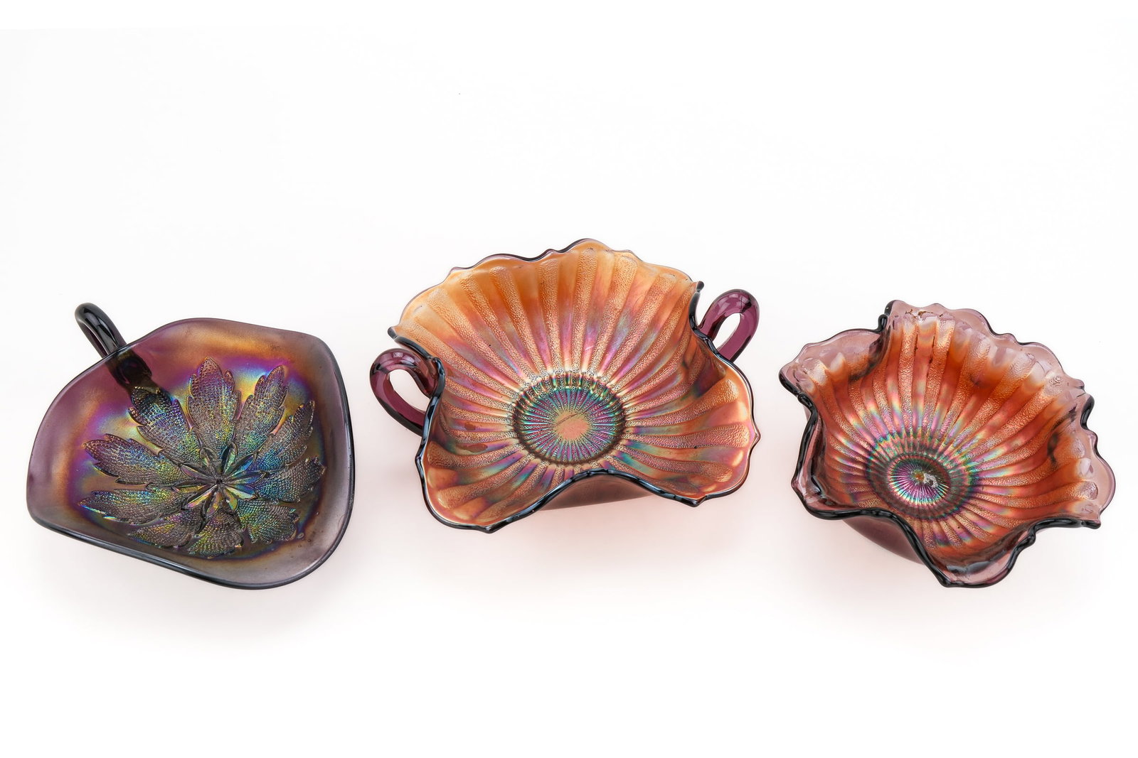 Amethyst and Assorted Carnival Glass Tableware - 6