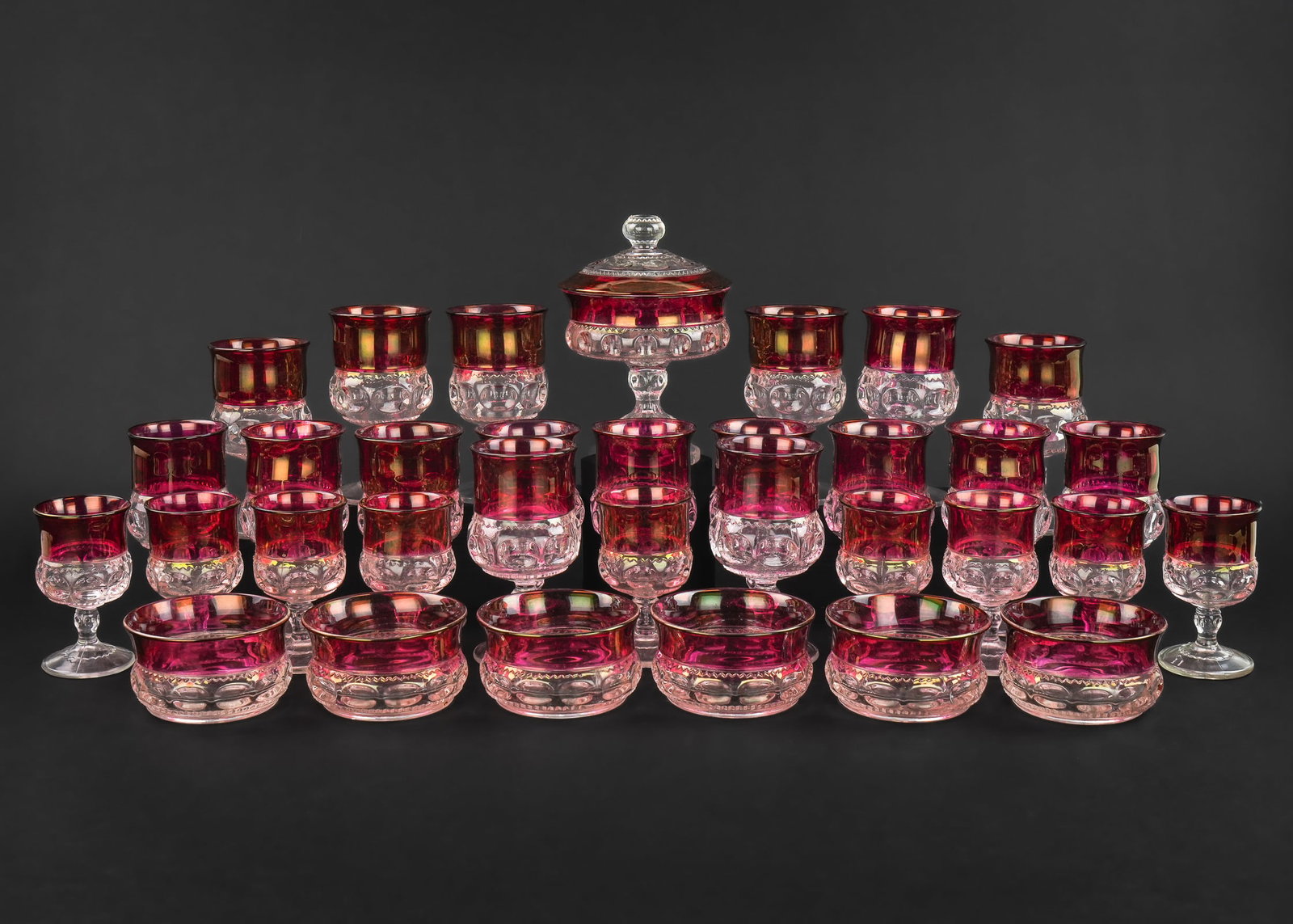 Kings Crown Cranberry Flashed Goblets (1 of 6)