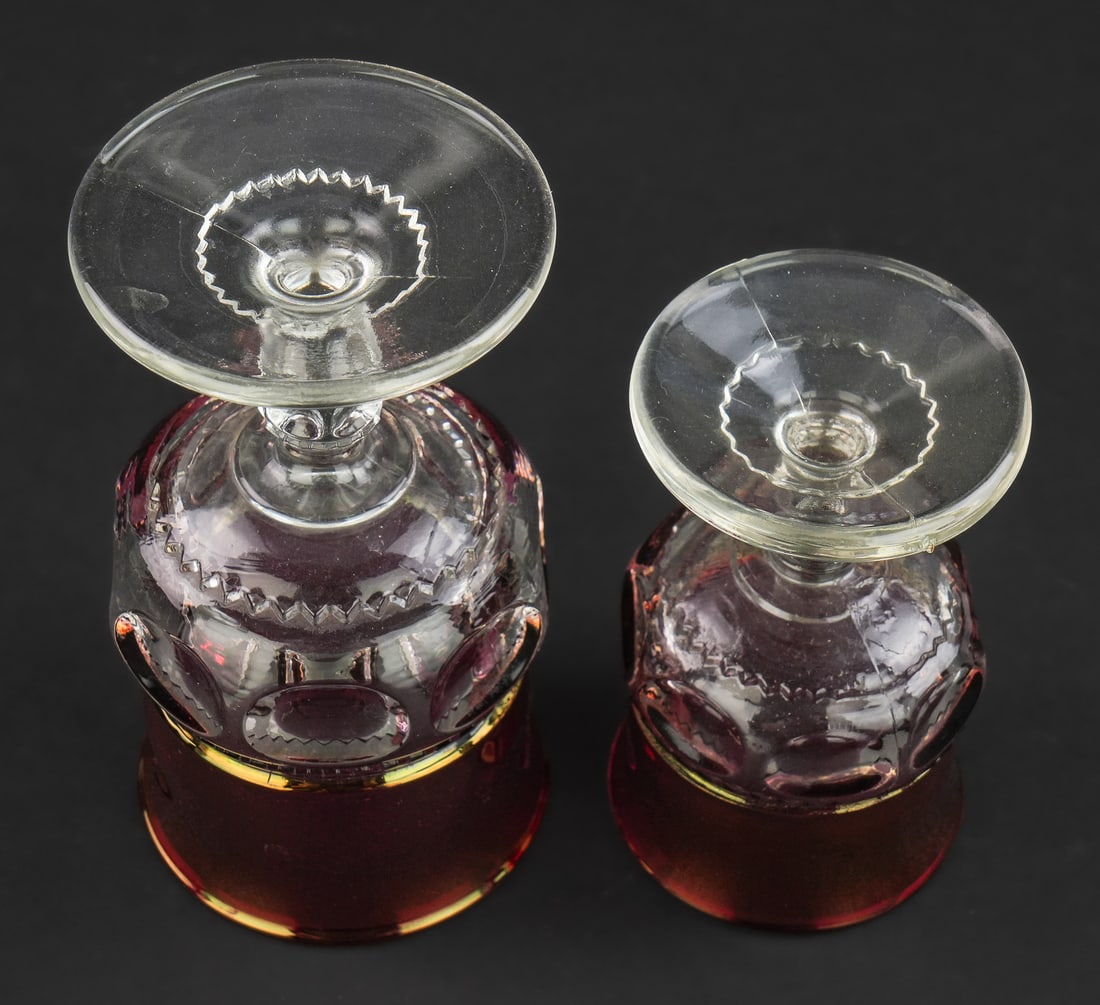 Kings Crown Cranberry Flashed Goblets - 4