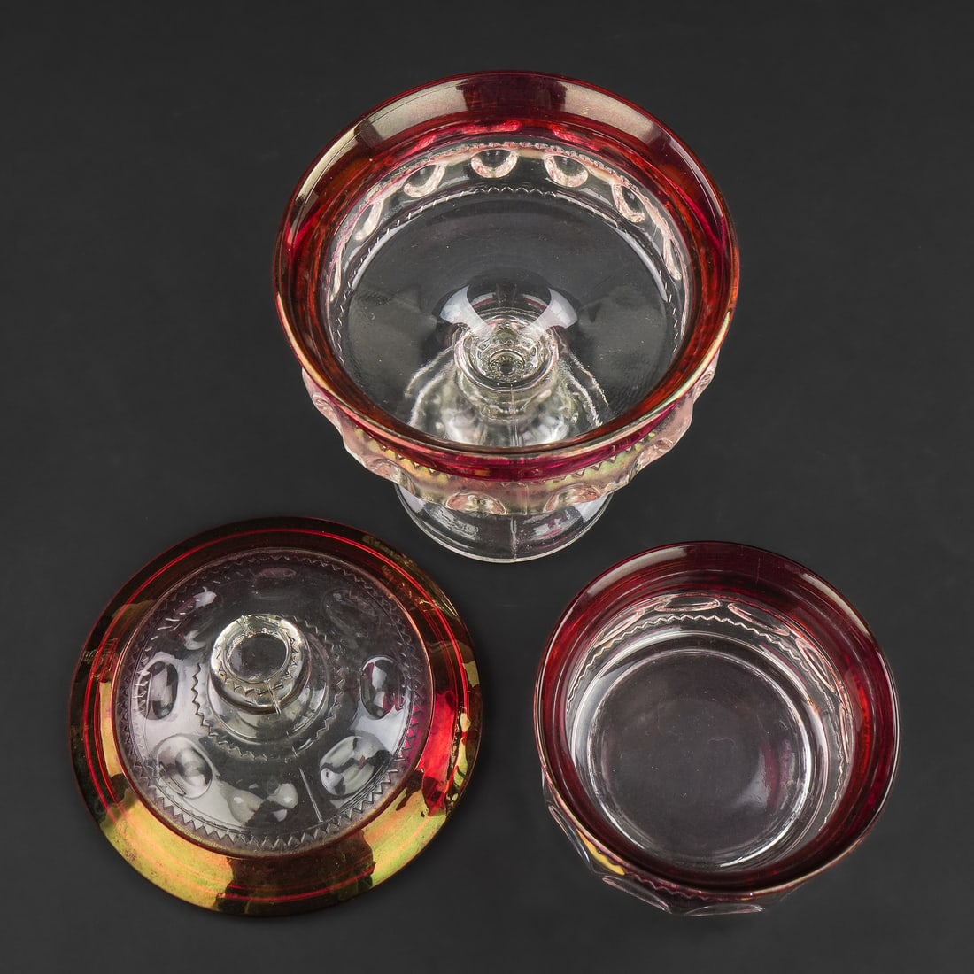 Kings Crown Cranberry Flashed Goblets - 6