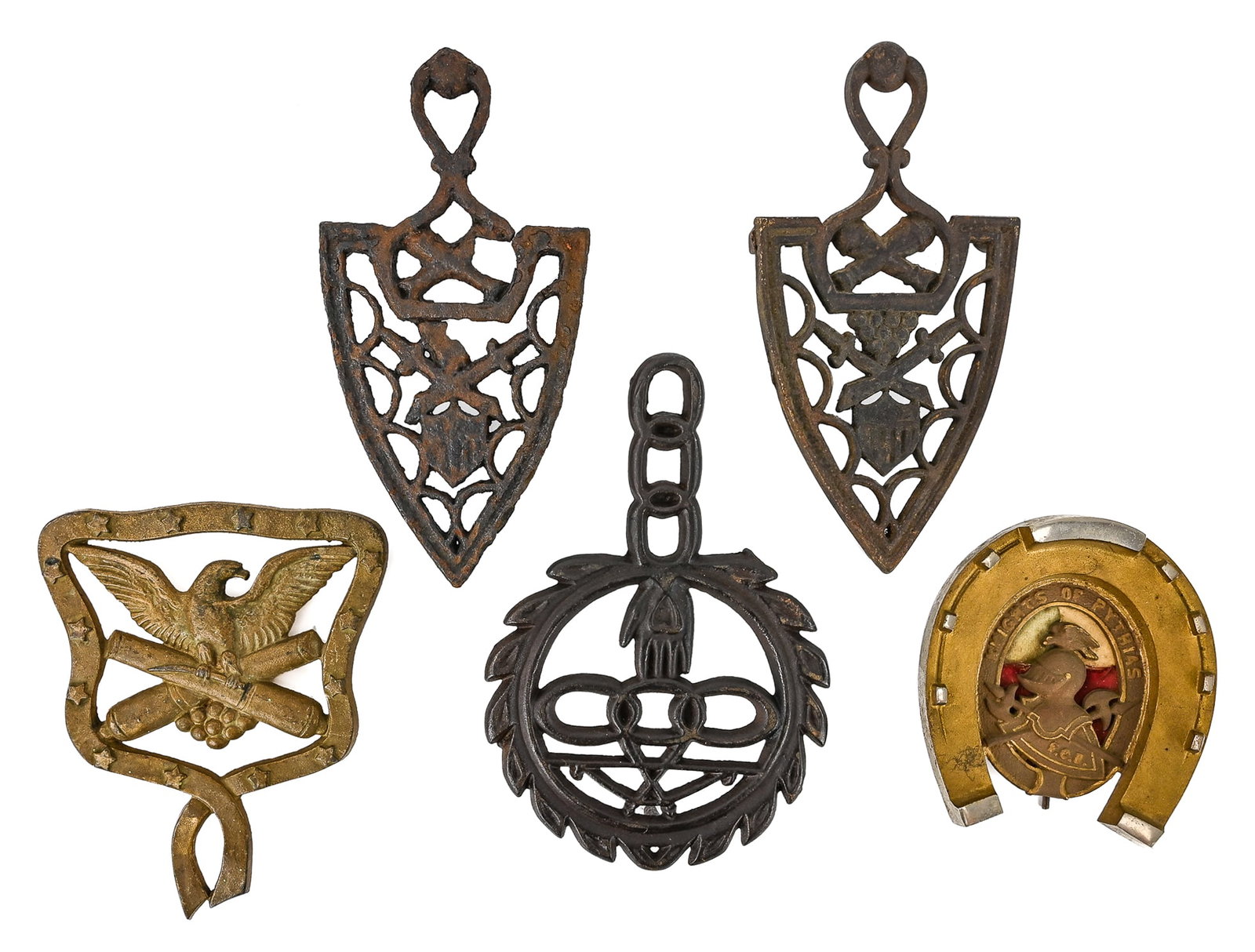 Five Cast Iron and Brass Trivets (1 of 6)