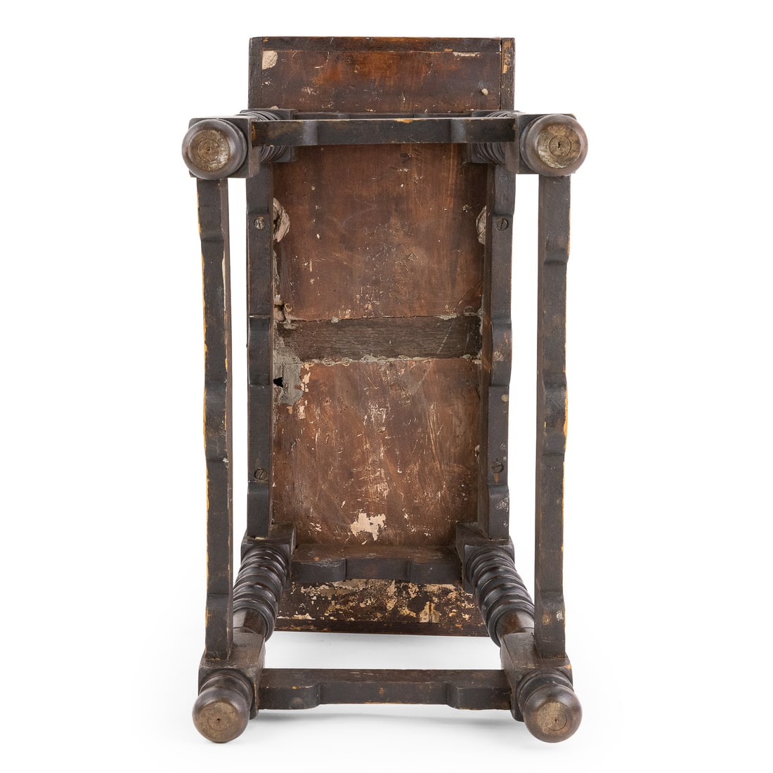 Walnut Jacobean Style Tile Top Stool - 7