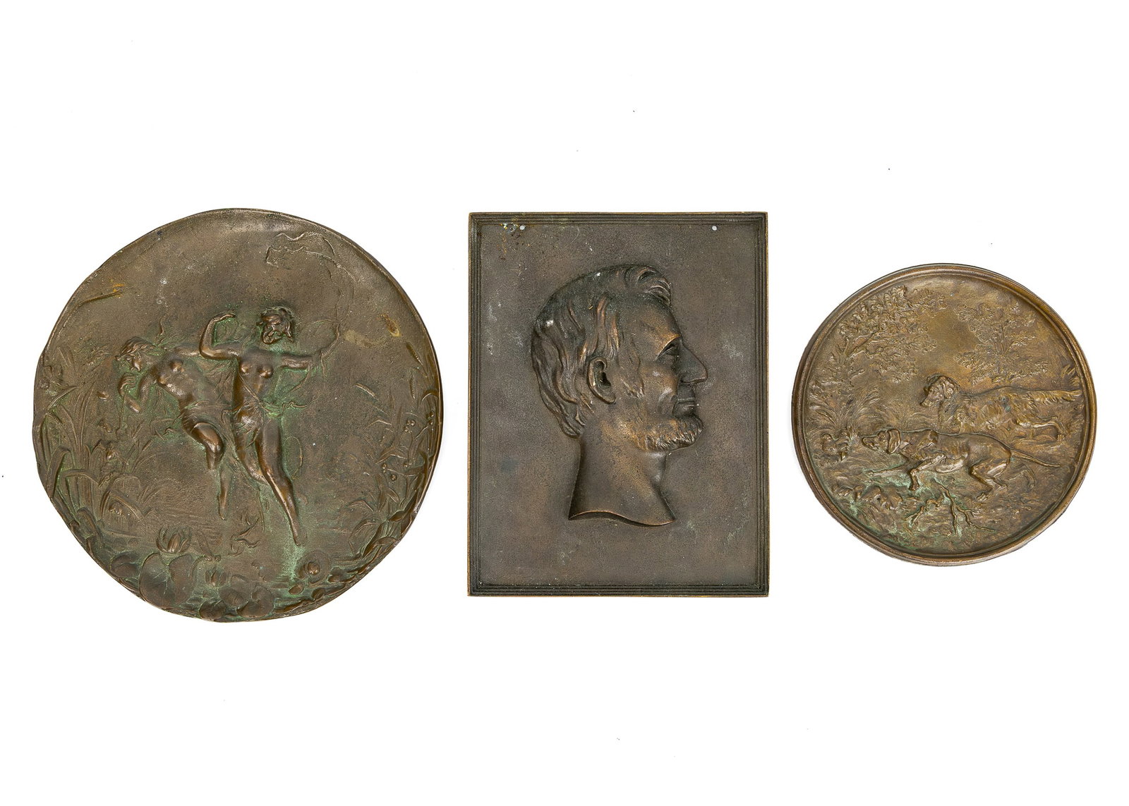 Three Ca 1900 Bronze Plaques (1 of 6)