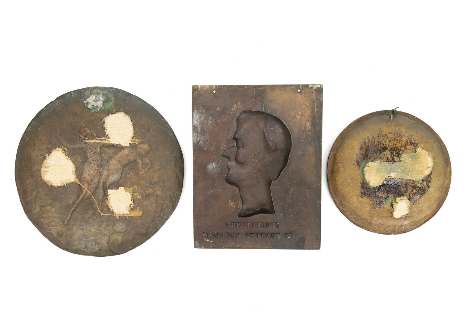 Three Ca 1900 Bronze Plaques - 2