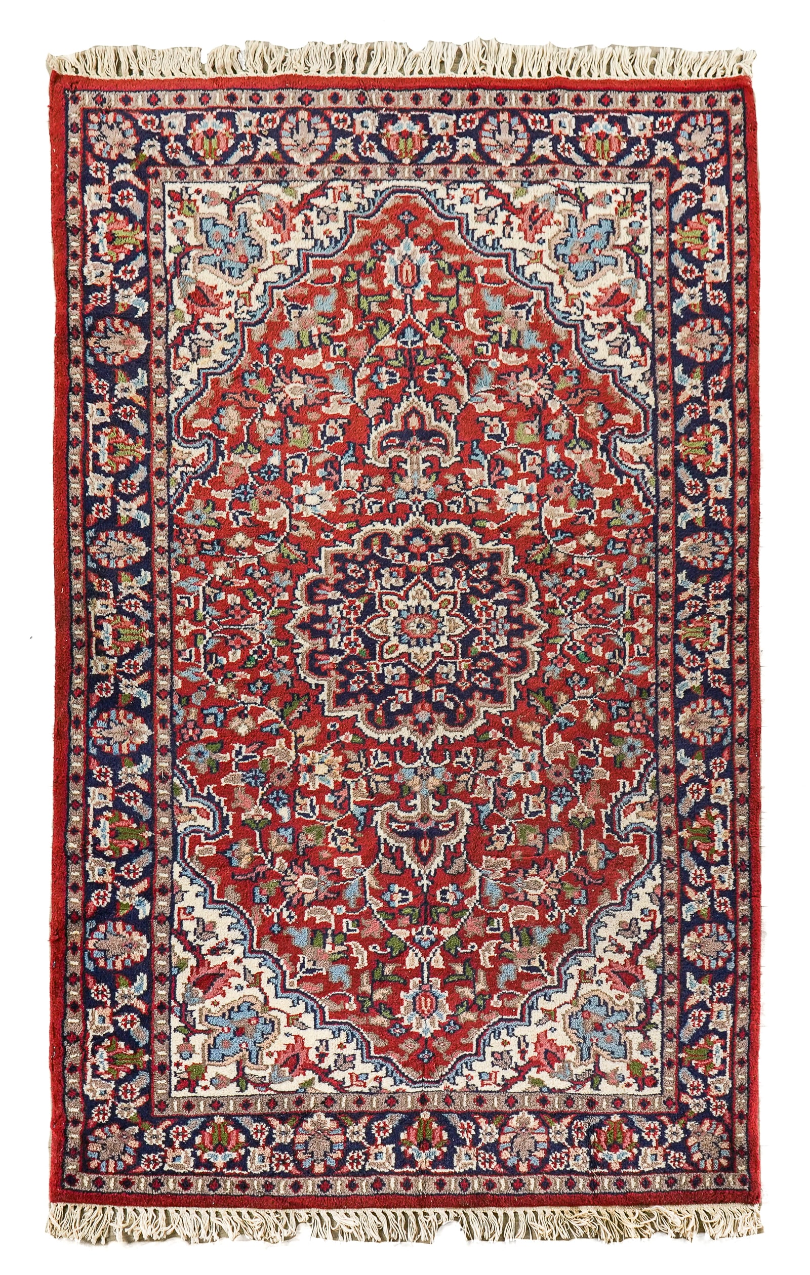 Late 20th c Persian Kashan Area Rug: Late 20th c Persian Kashan area rug, overall even wear, 4' x 6'